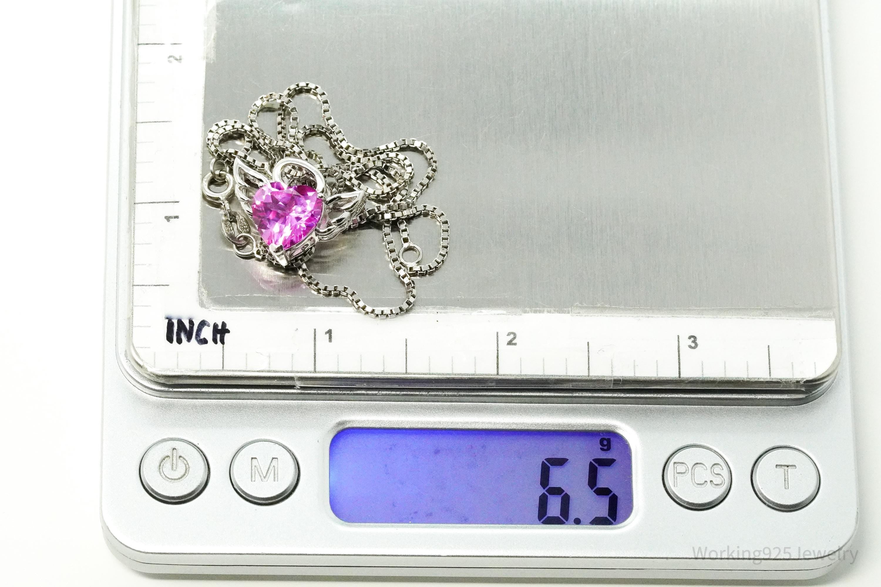 Alwand Vahan Pink Sapphire 14K White Gold Over Sterling Silver Pendant Necklace 18"