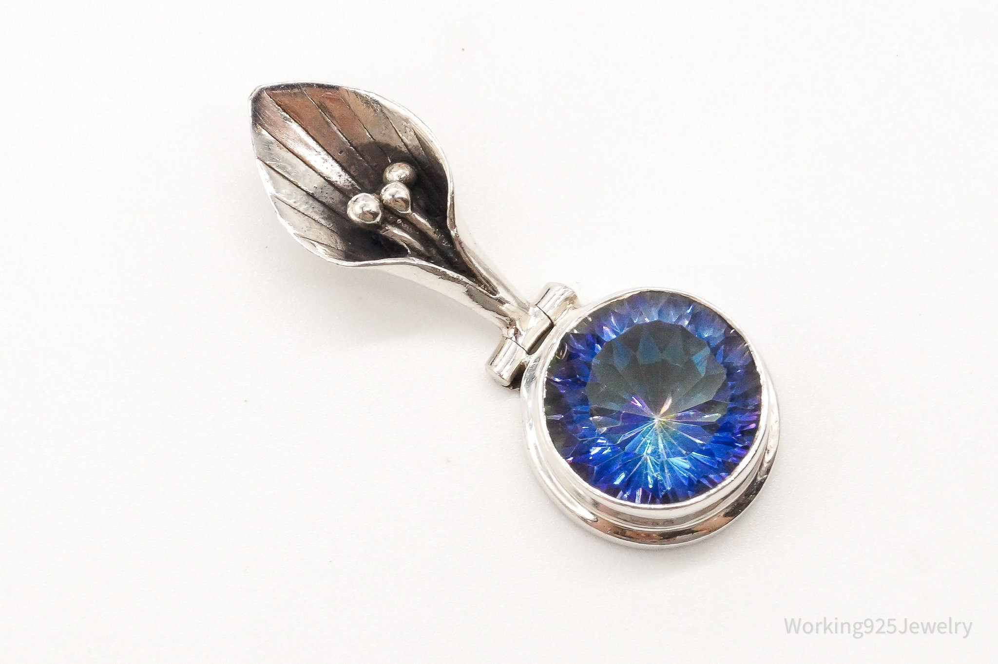 Vintage Large Mystic Topaz Sterling Silver Pendant