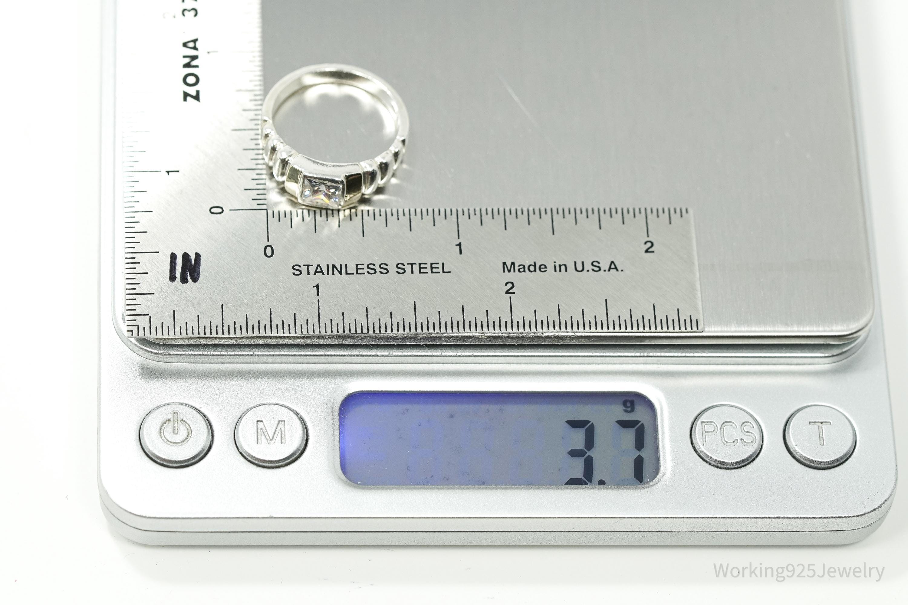 Vintage Cubic Zirconia Gold Vermeil Sterling Silver Ring - Size 6.75