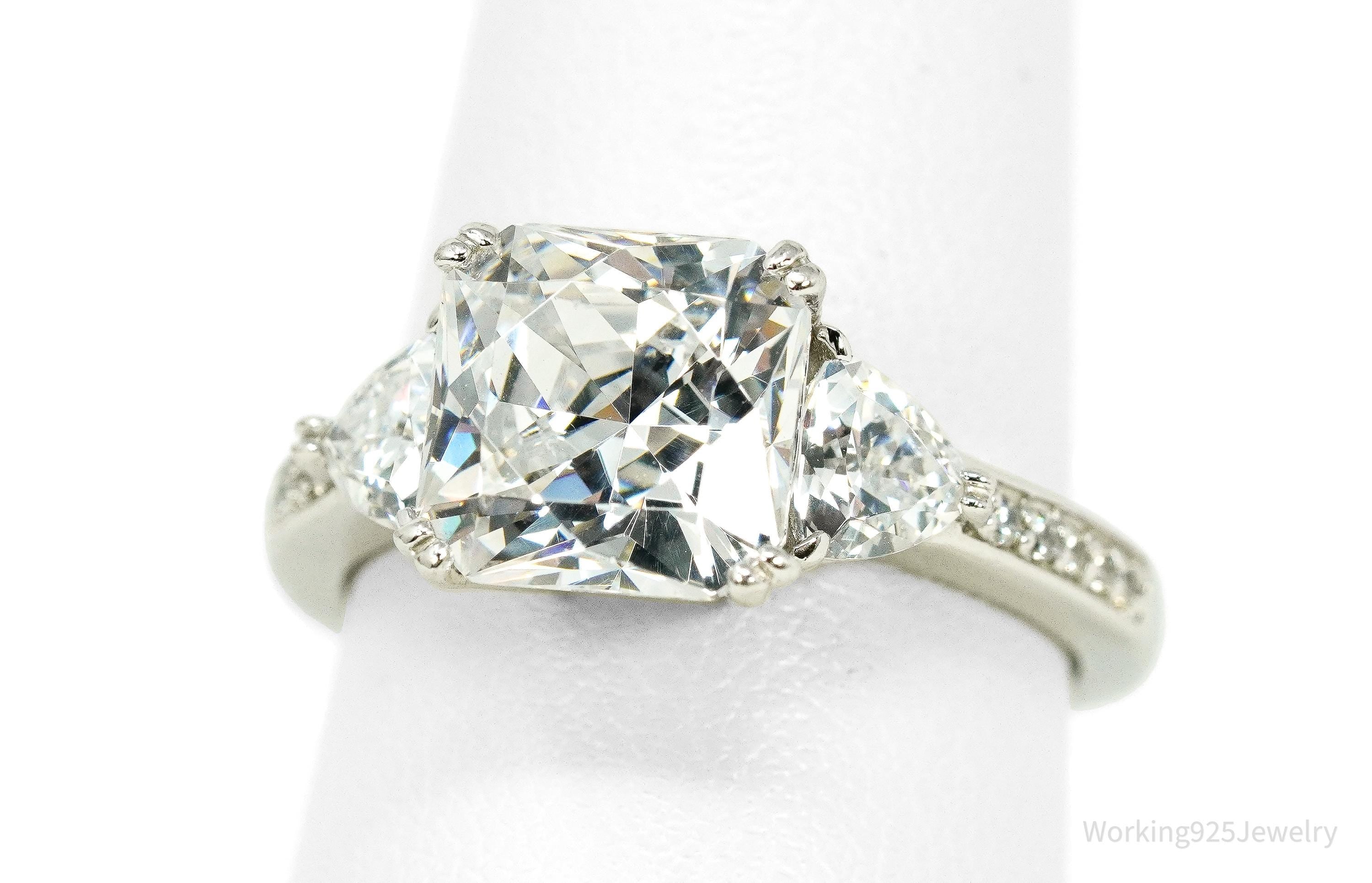 Vintage Cubic Zirconia Sterling Silver Ring Size 8