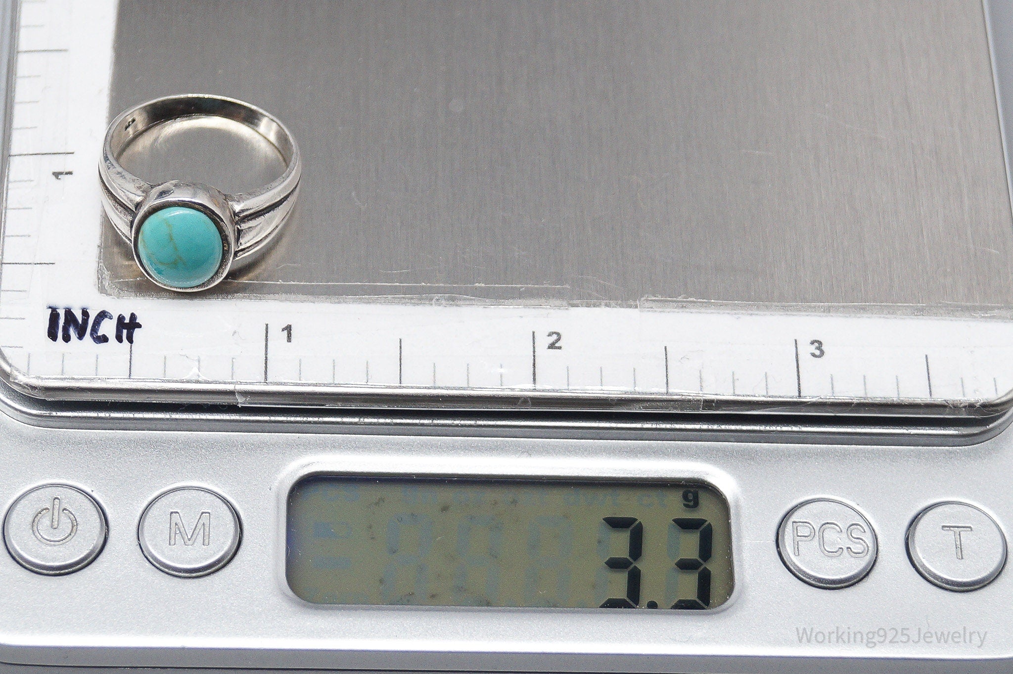 Vintage Turquoise Sterling Silver Ring - Size 7