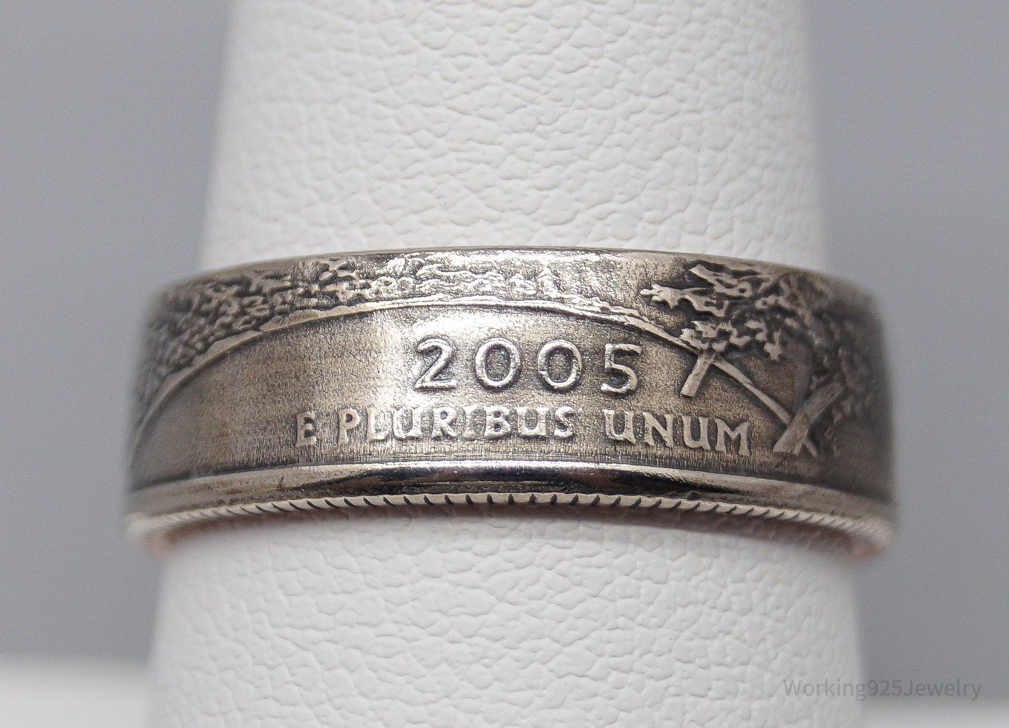 Vintage 2005 Oregon State Quarter Silver Coin Ring - Size 8.5