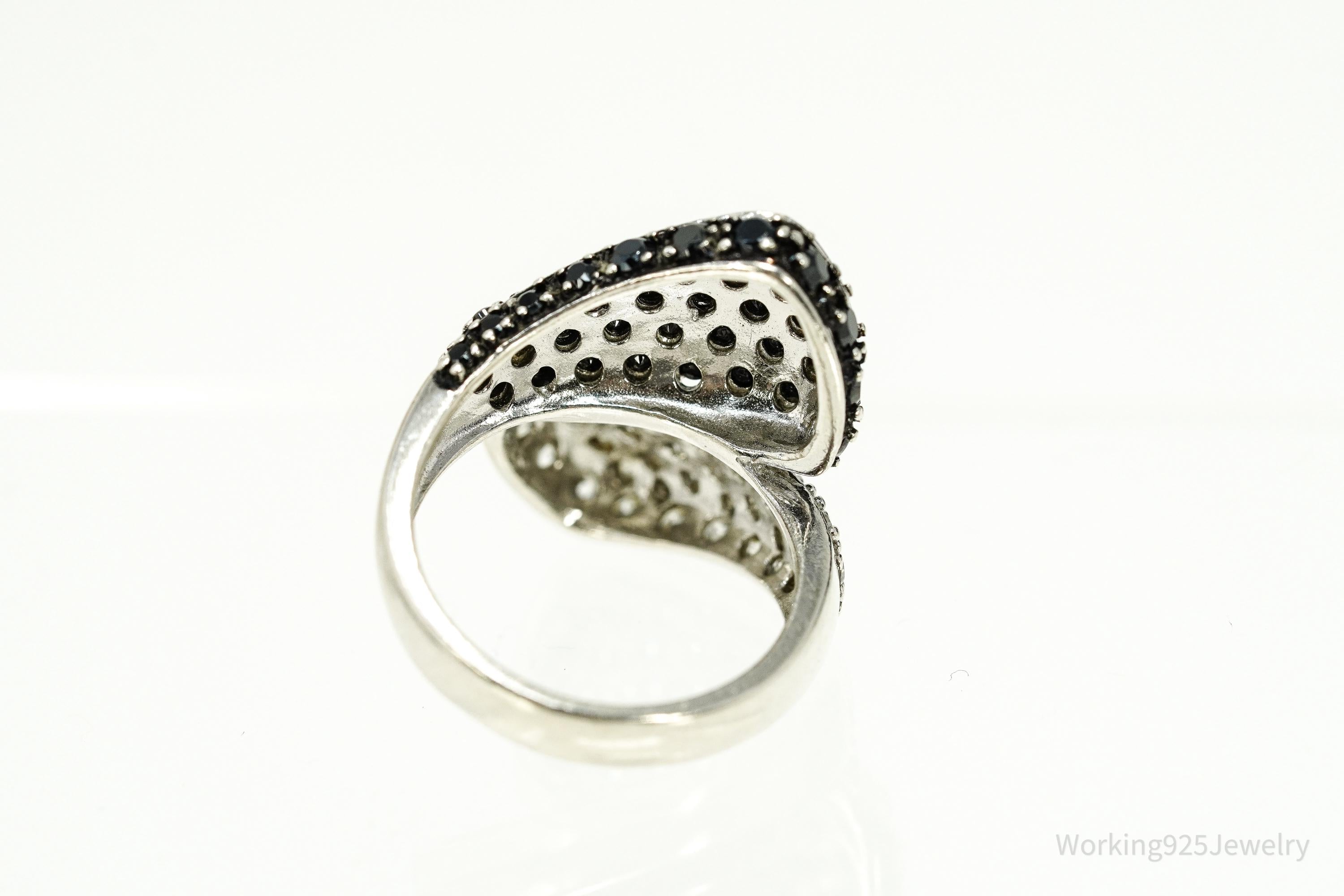 VTG Ross Simons Cubic Zirconia Black Spinel Sterling Silver Ring Size 7.75