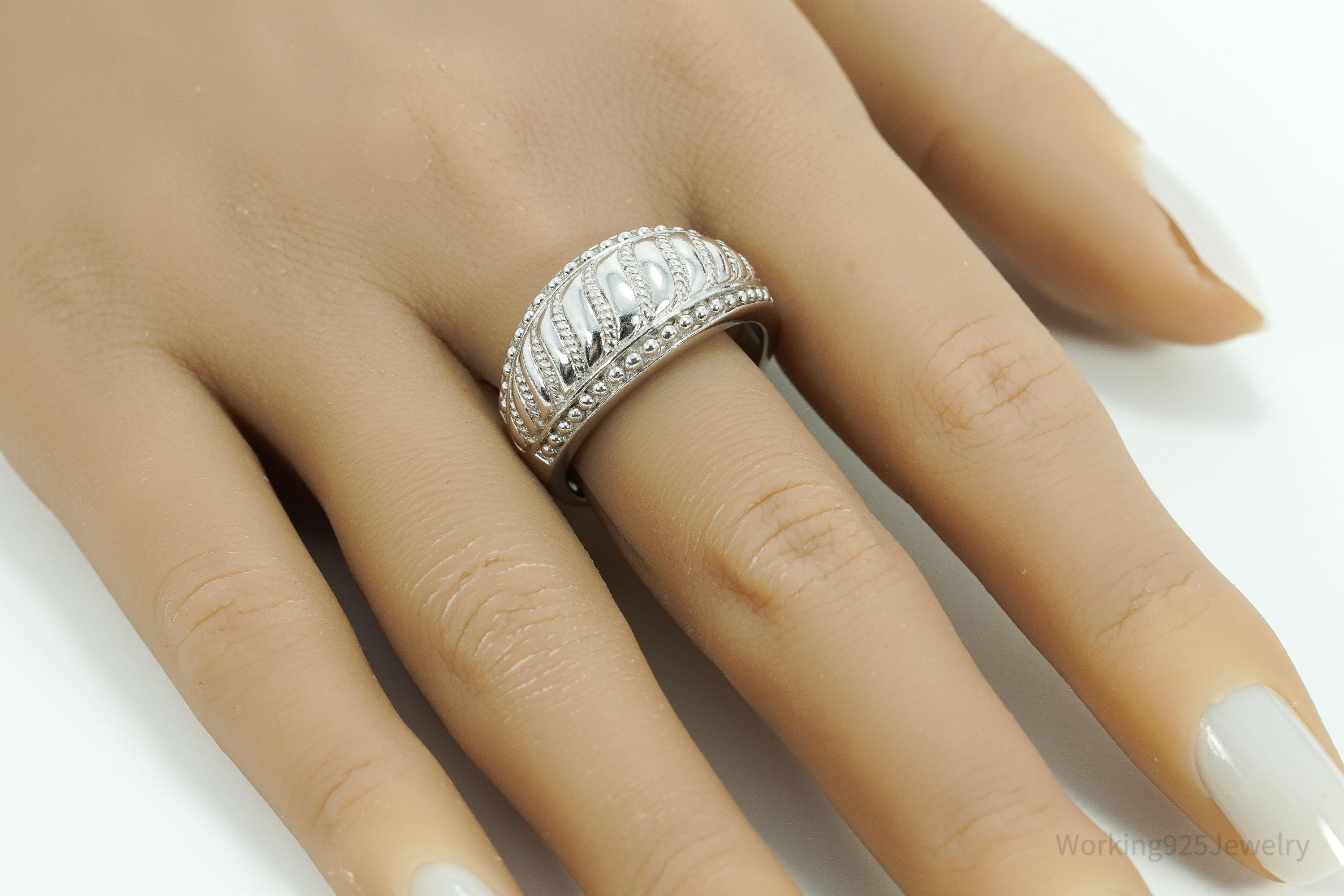 Vintage Designer Judith Ripka Sterling Silver Band Ring - Size 10