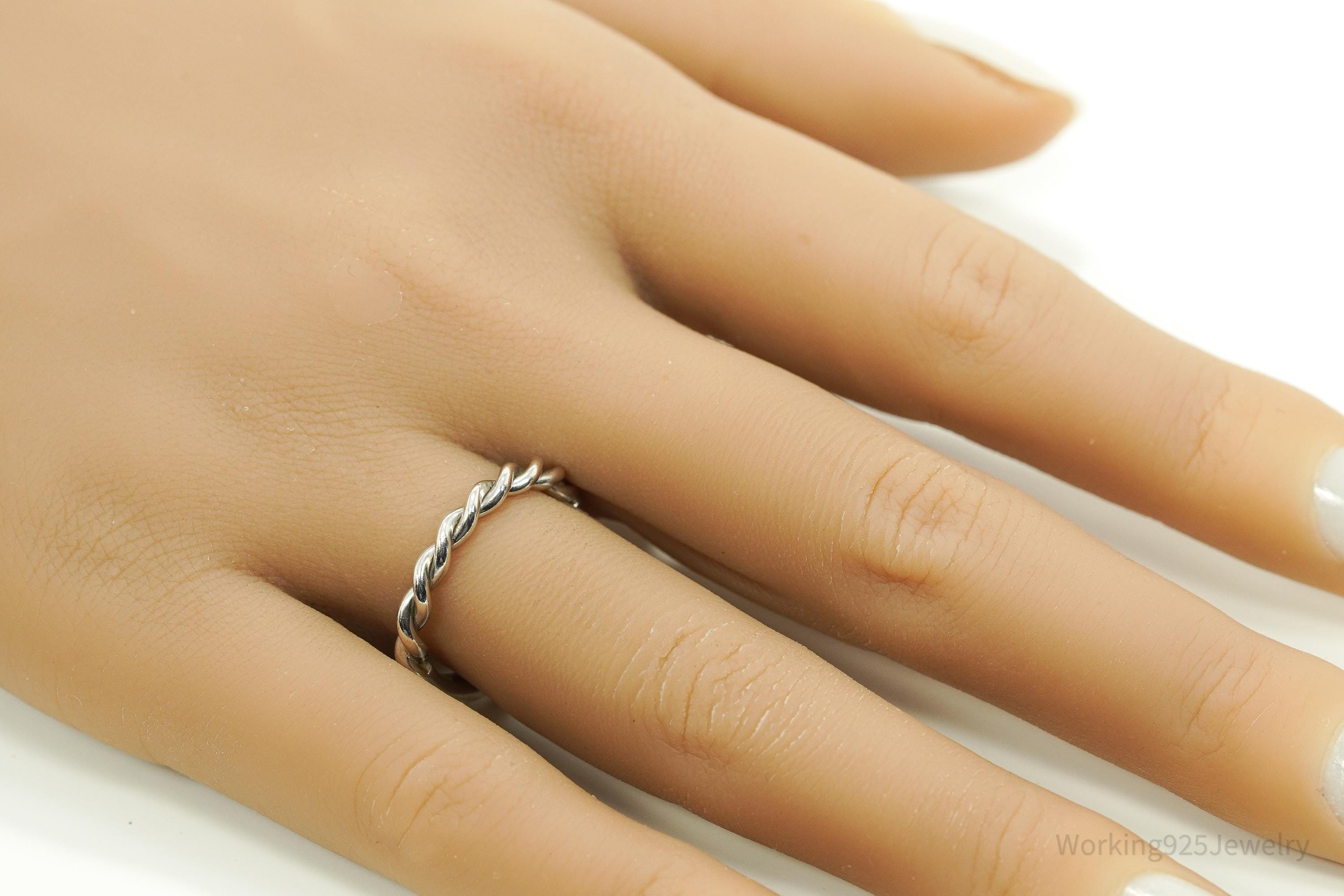 Vintage Rope Twist Style Sterling Silver Ring - Size 7.25