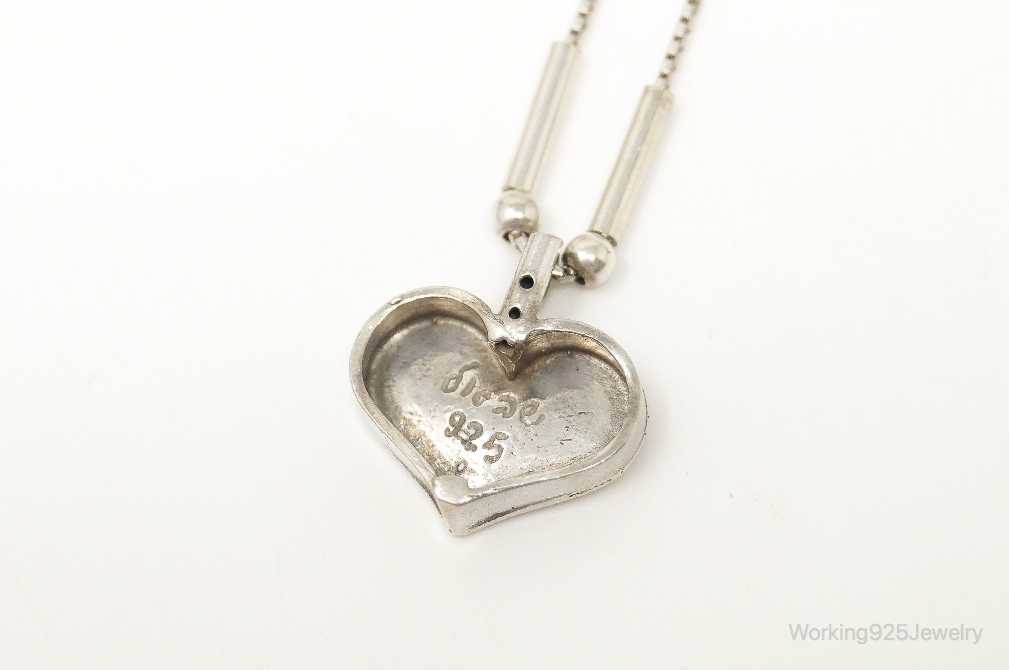 Vintage Designer Shablool Didae Heart Sterling Silver Necklace