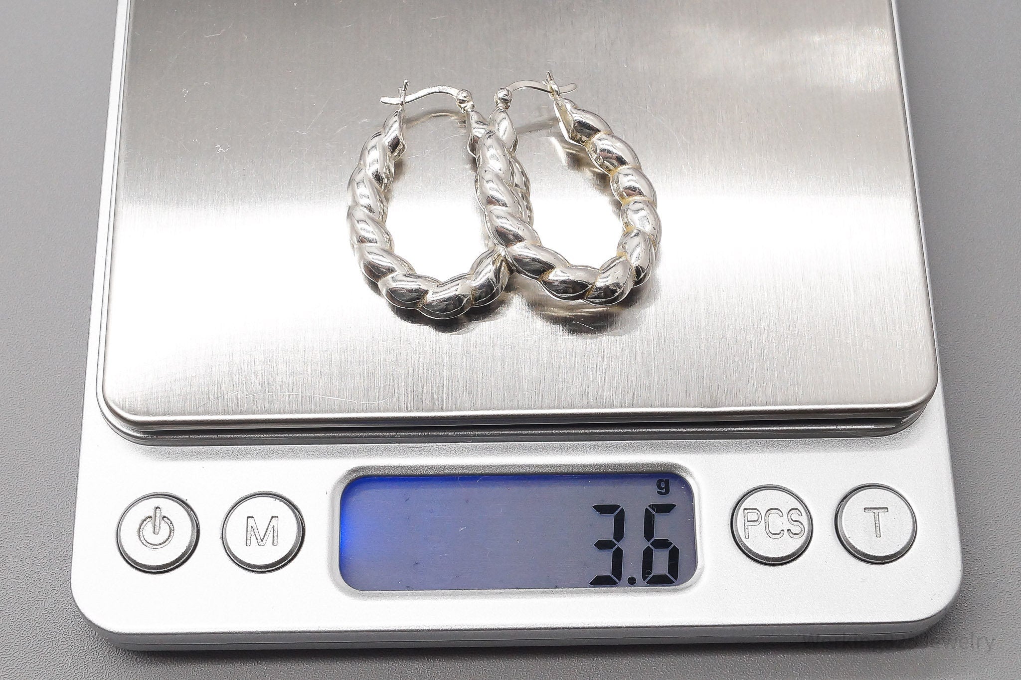 Vintage Italian Puffy Twist Sterling Silver Hoop Earrings