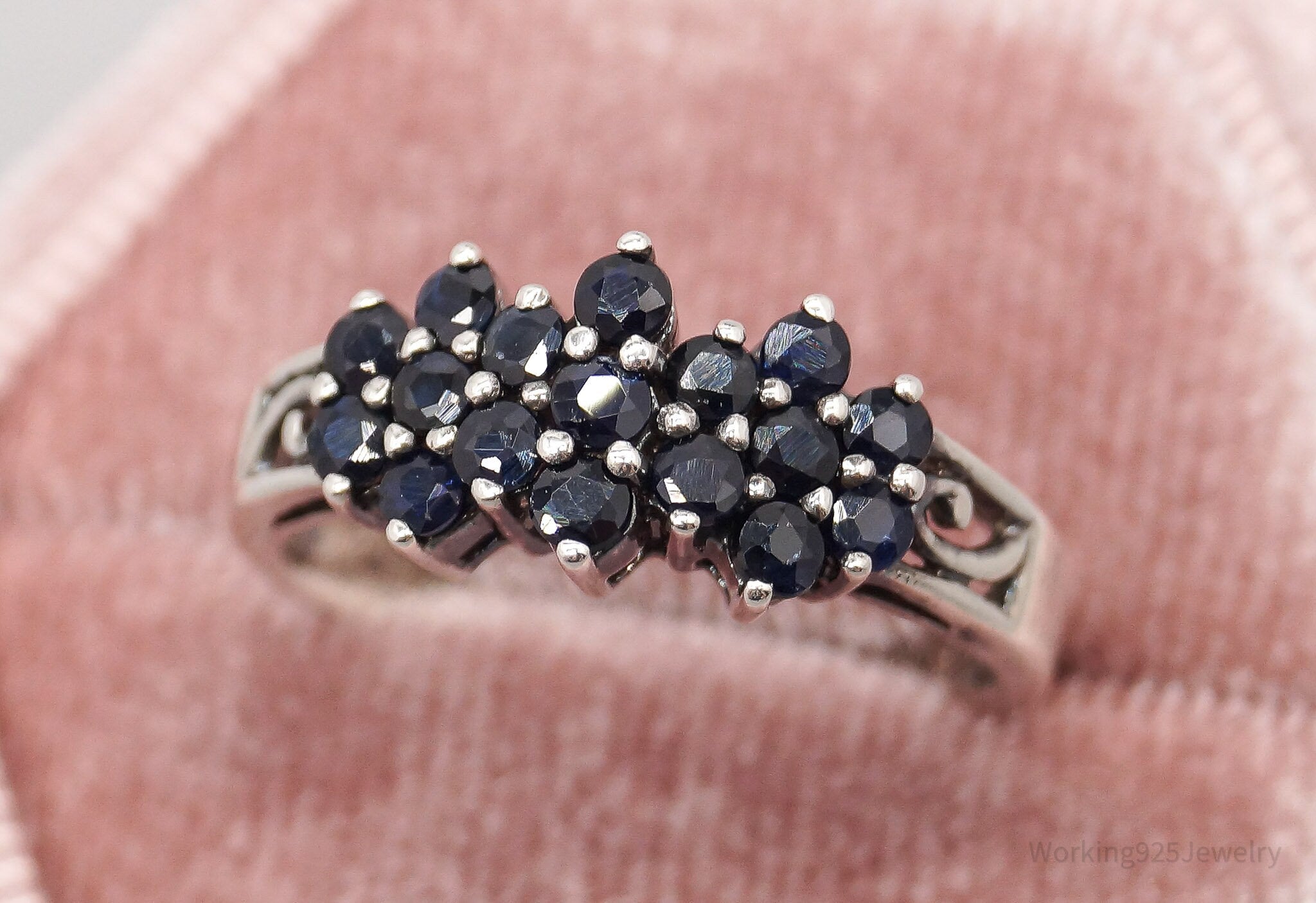 Vintage CNA Blue Sapphire Sterling Silver Ring - Size 6.75