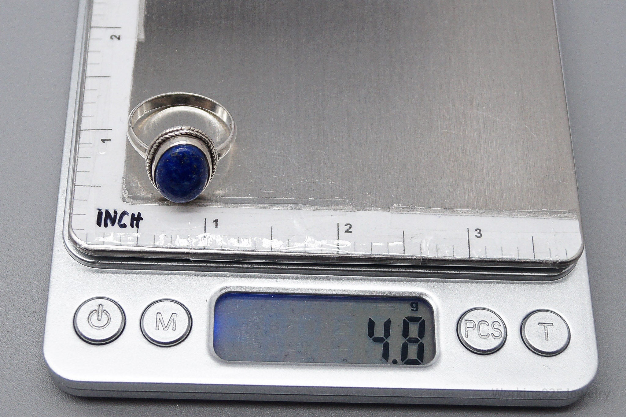 Vintage Lapis Lazuli Sterling Silver Ring - Size 9