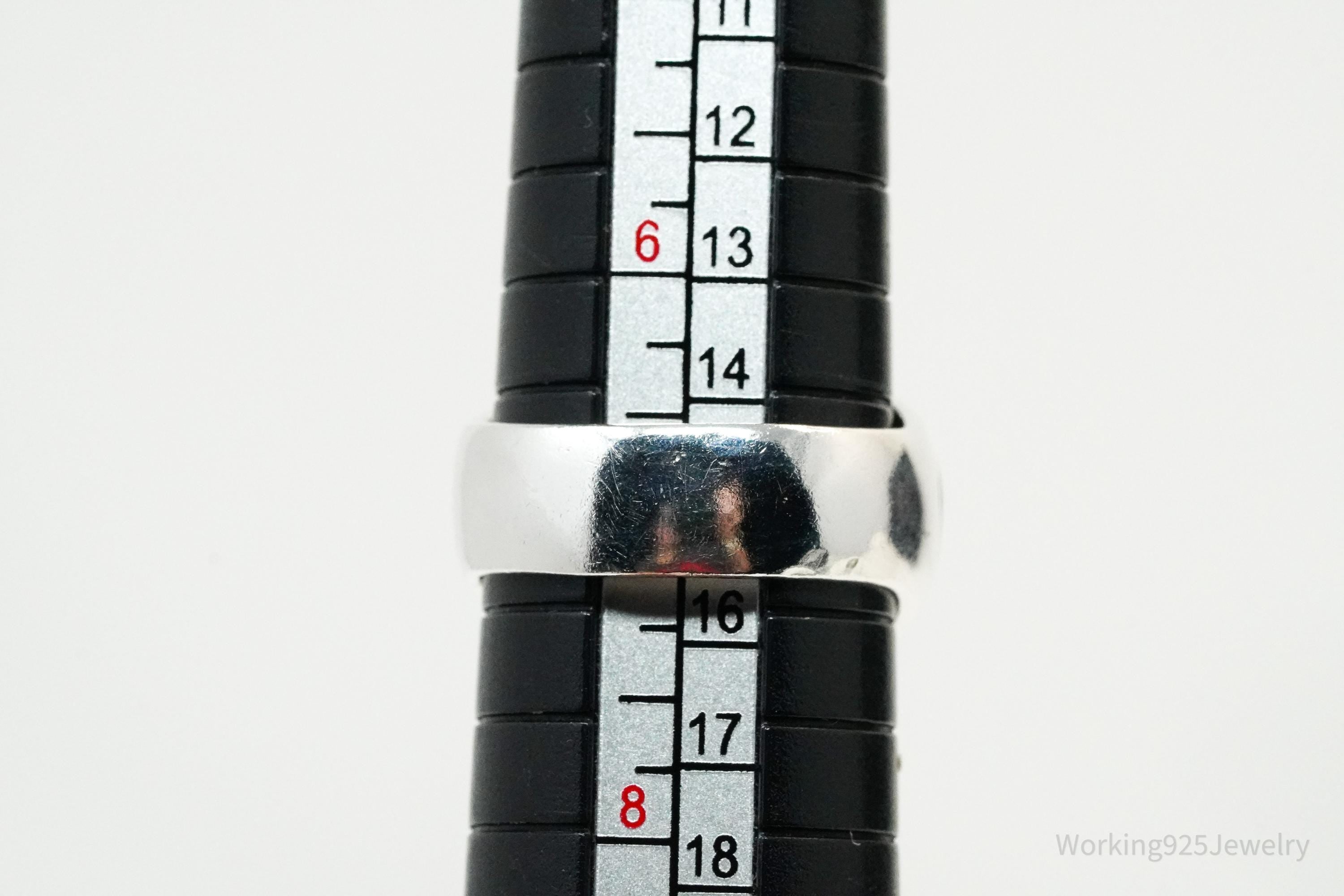 Vintage Puffy Ribbed Style Sterling Silver Ring - Size 7