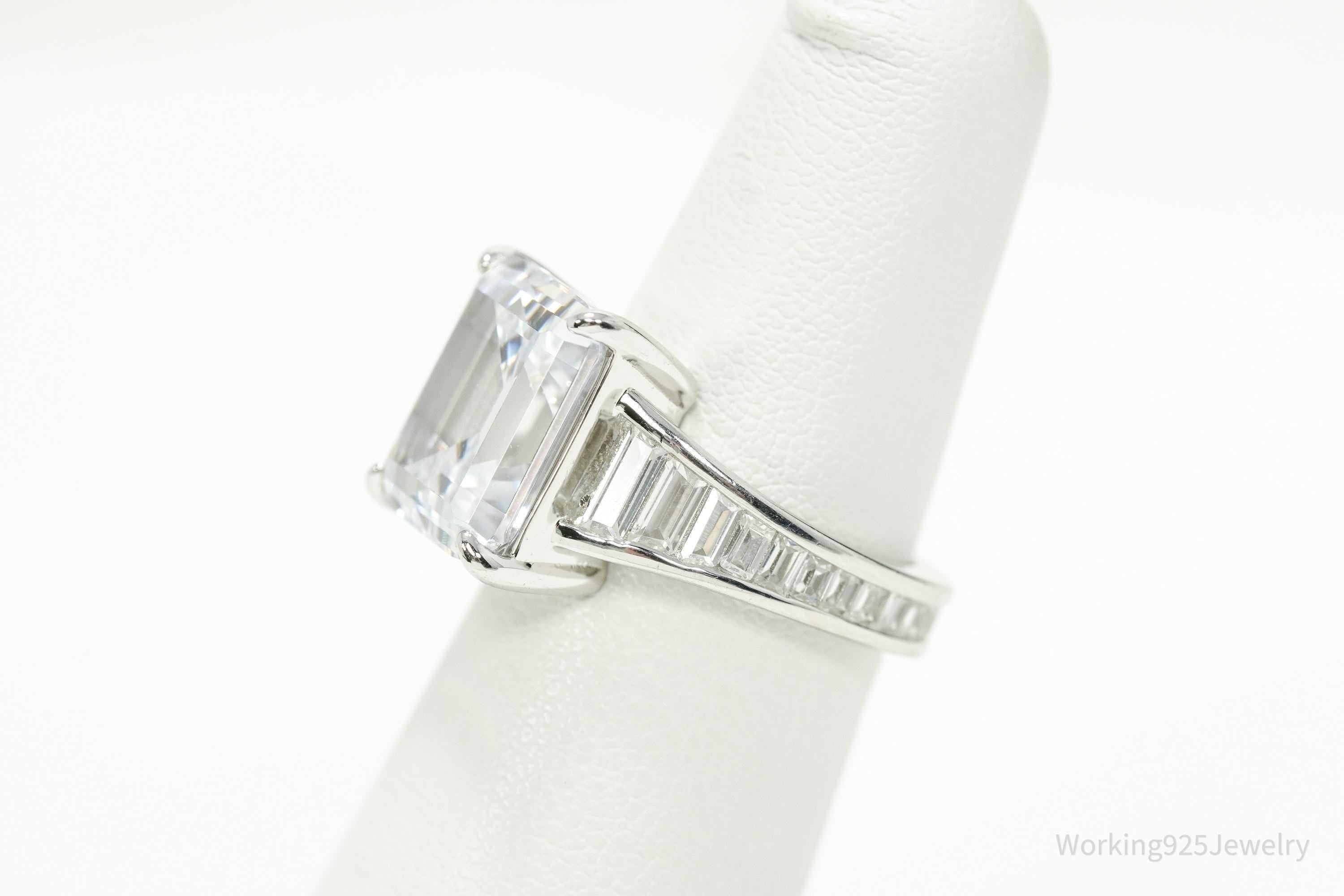 Vintage JCL Large Cubic Zirconia Sterling Silver Ring Size 5