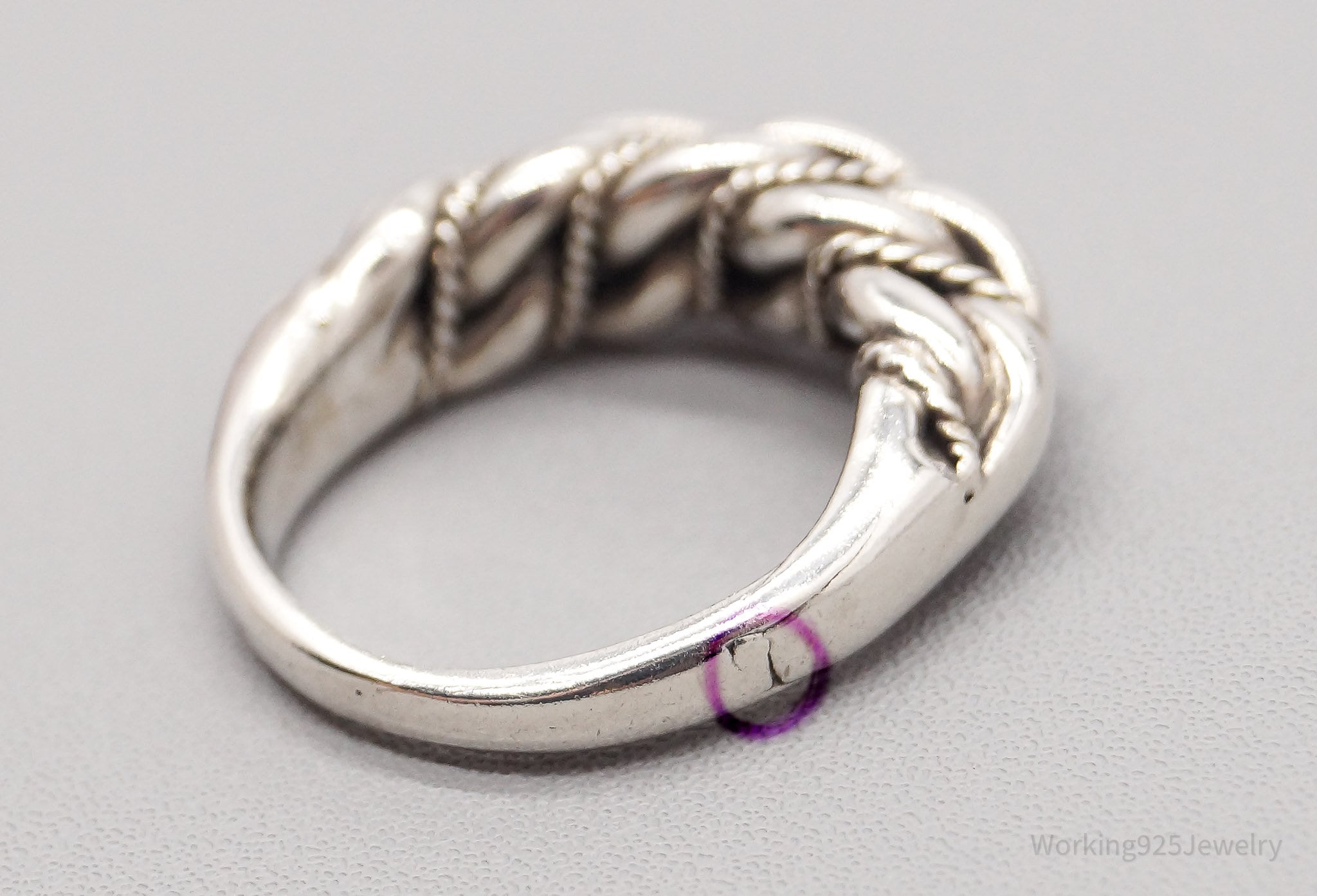 Antique Cable Twist 835 Silver Ring - Size 4.75