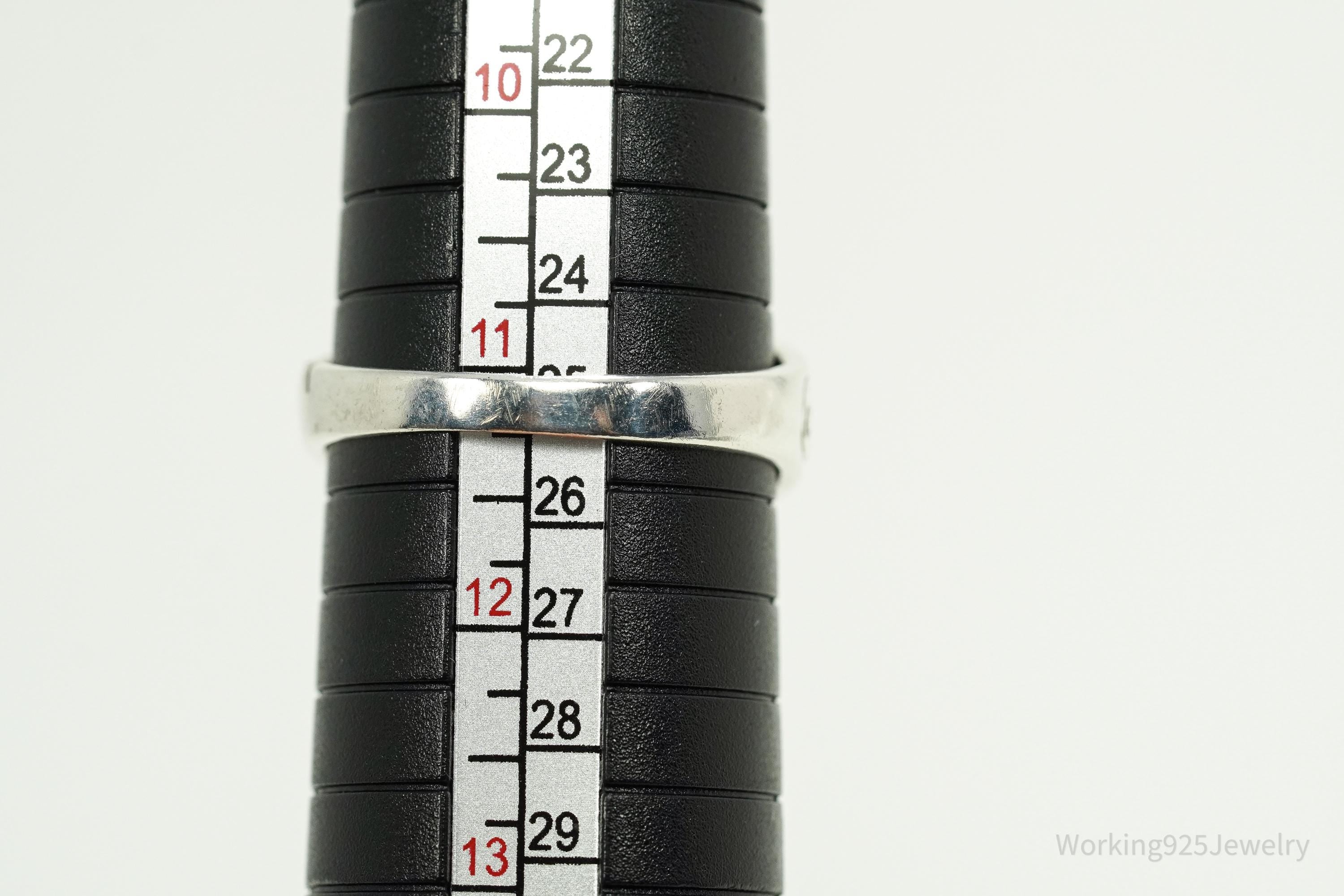 Vintage Lapis Lazuli Viking Style Sterling Silver Ring - Size 11.25