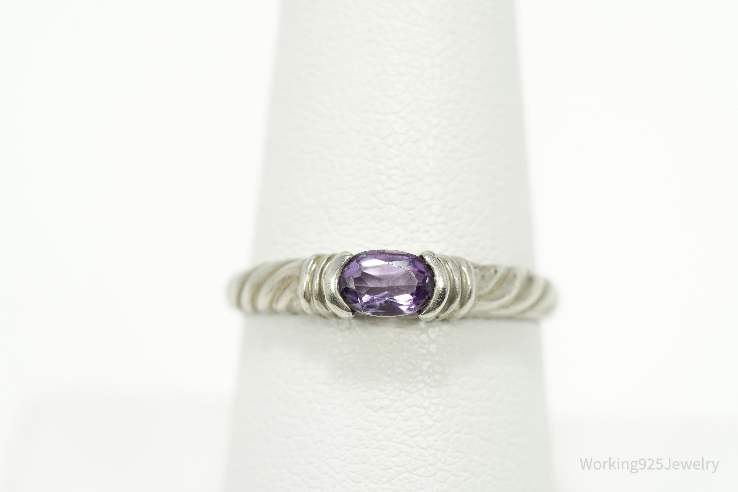 Vintage Amethyst Sterling Silver Ring - Size 7.75
