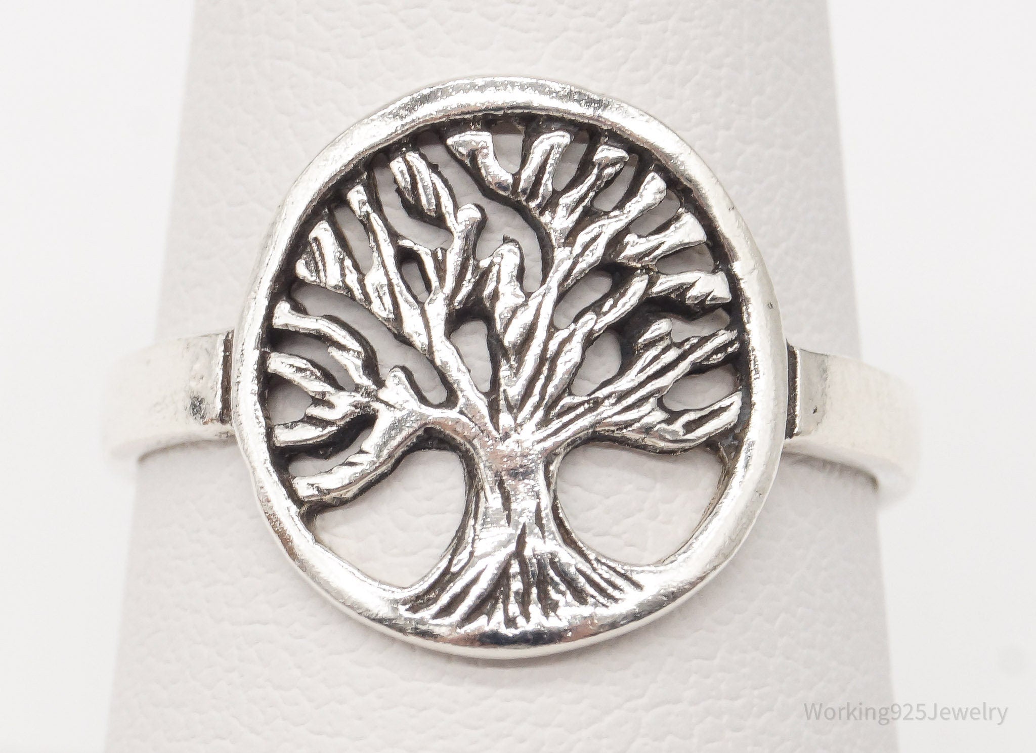 Vintage Tree Of Life Sterling Silver Ring - Size 8