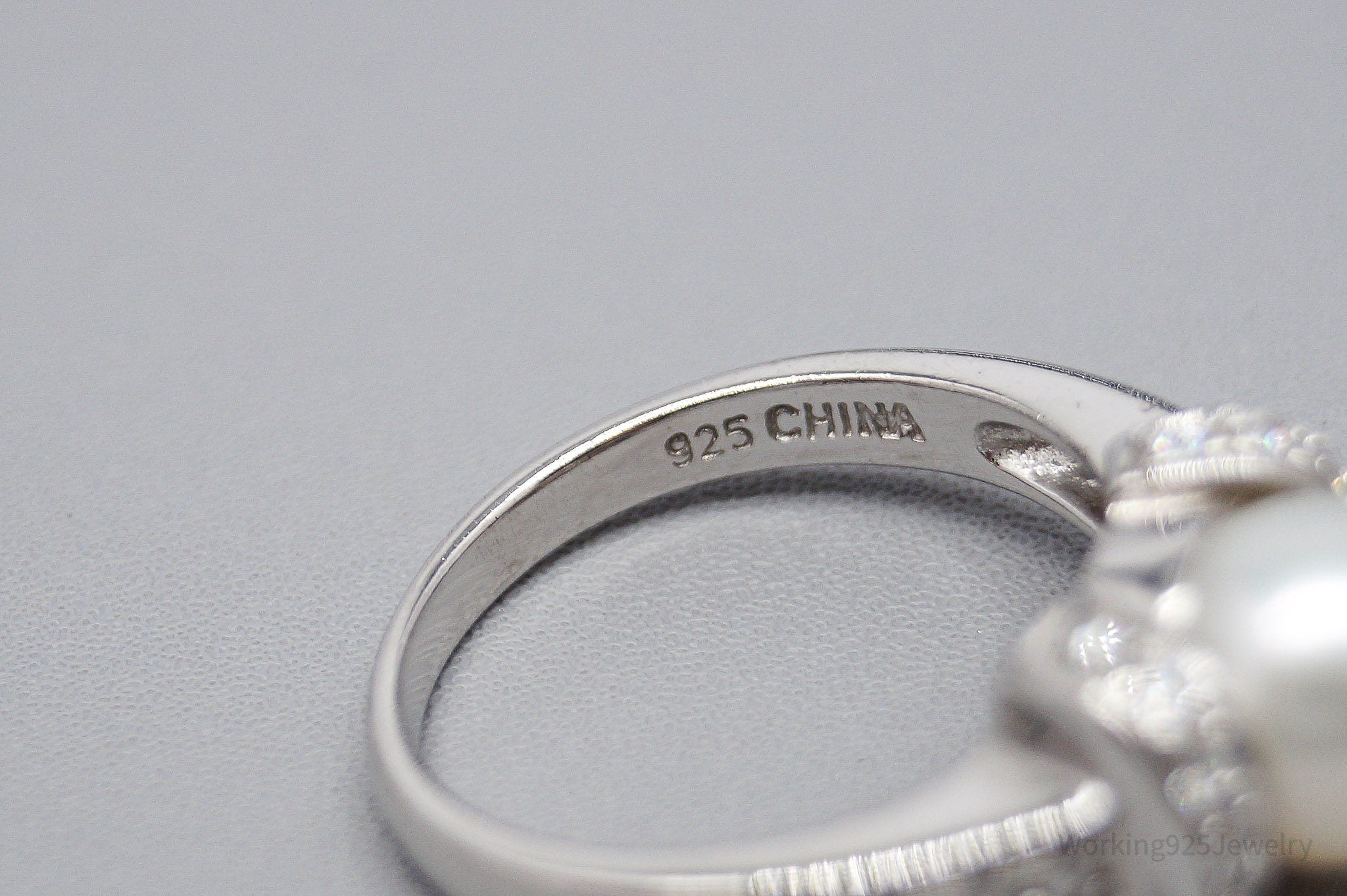 Vintage Ross Simons Pearl & Cubic Zirconia Sterling Silver Ring - Size 7