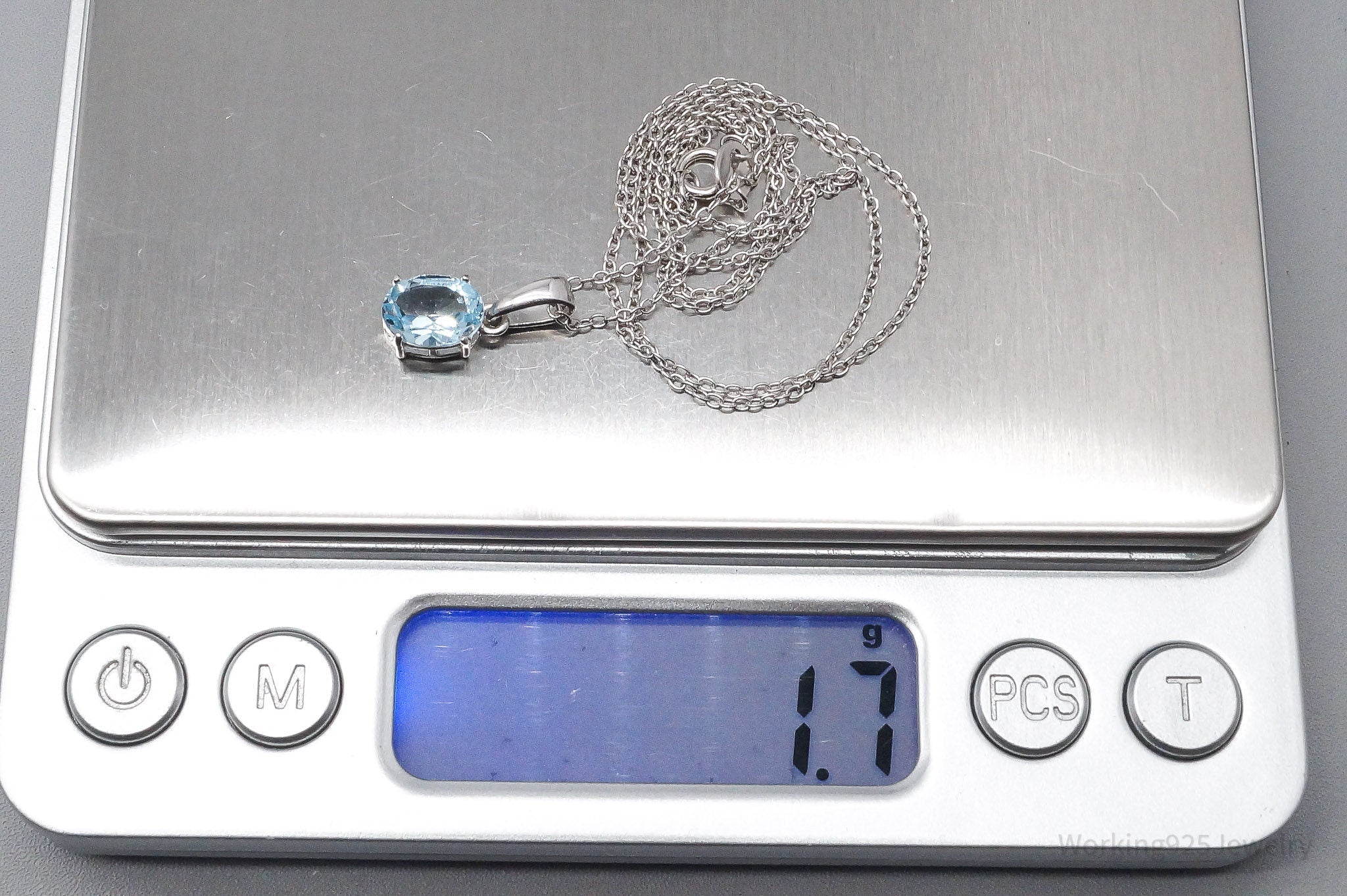 Vintage Blue Topaz Sterling Silver Necklace 18"