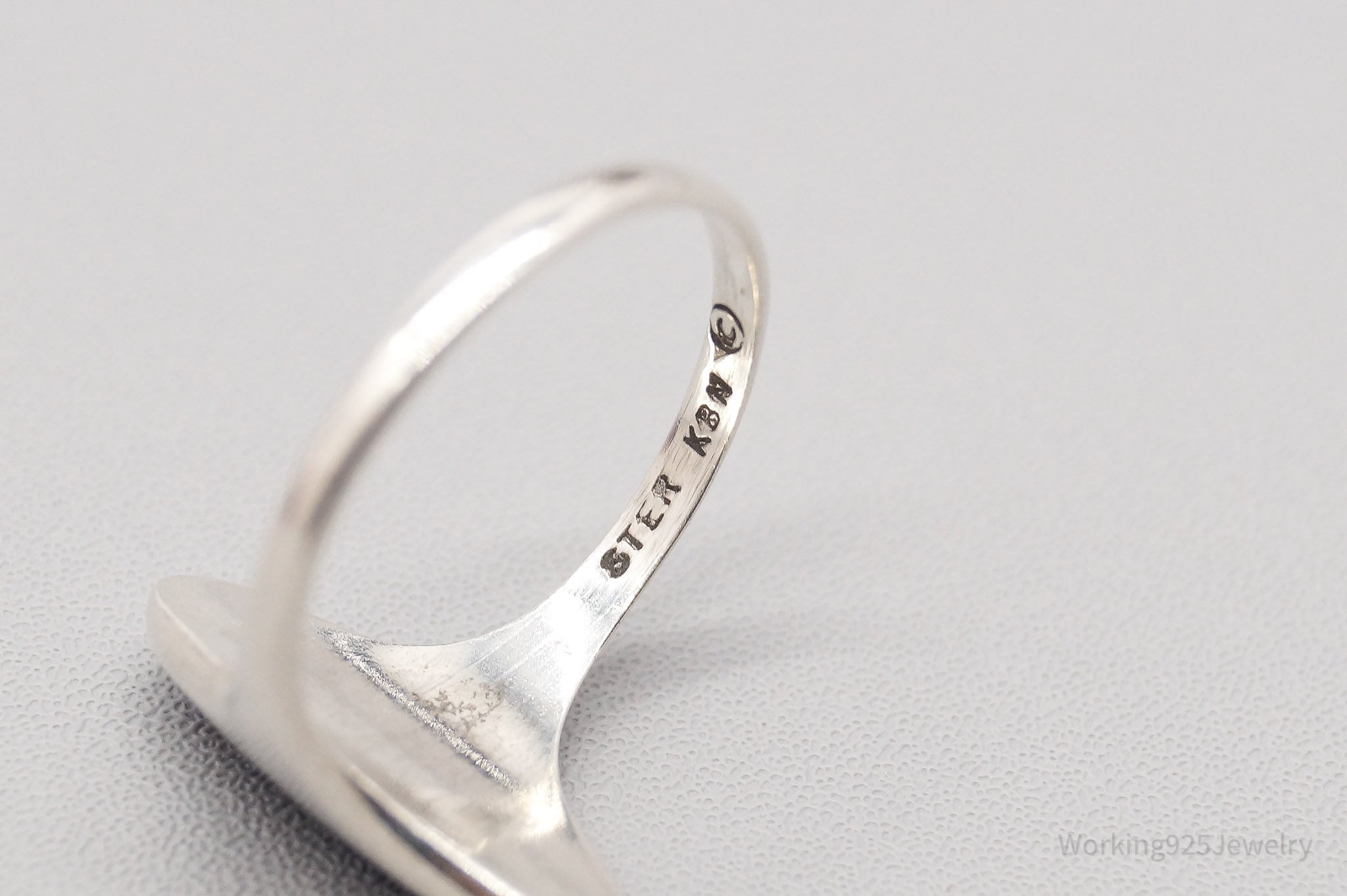 Vintage Designer Kabana Black Onyx Sterling Silver Ring - Size 5