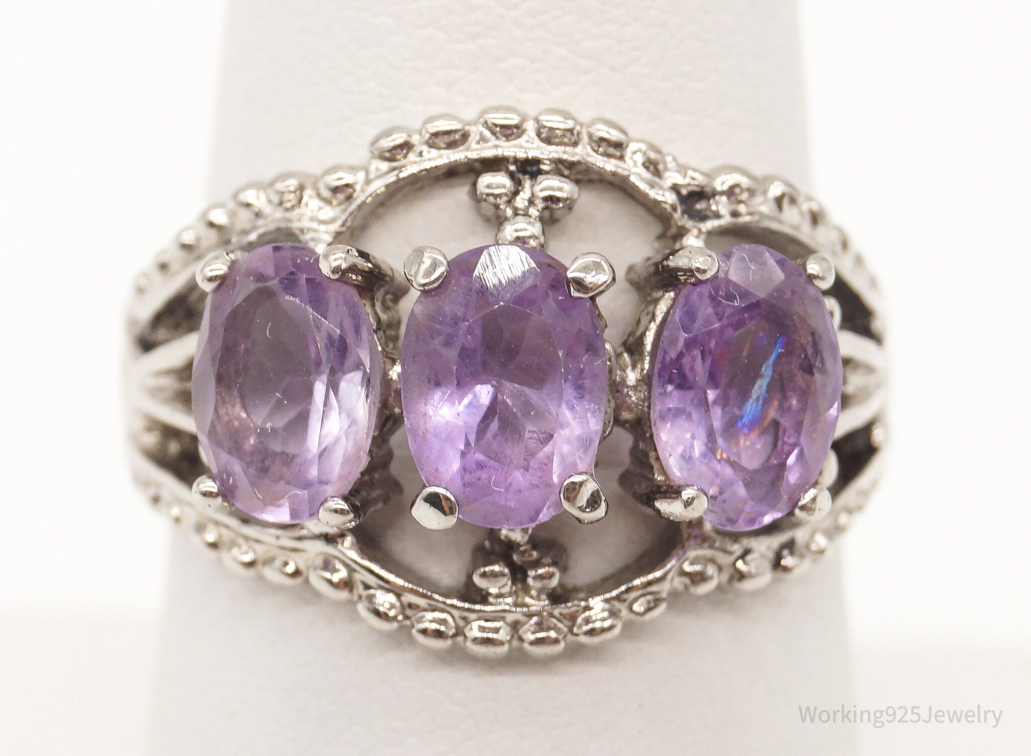 Vintage Seta Amethyst Sterling Silver Ring - Size 7.25