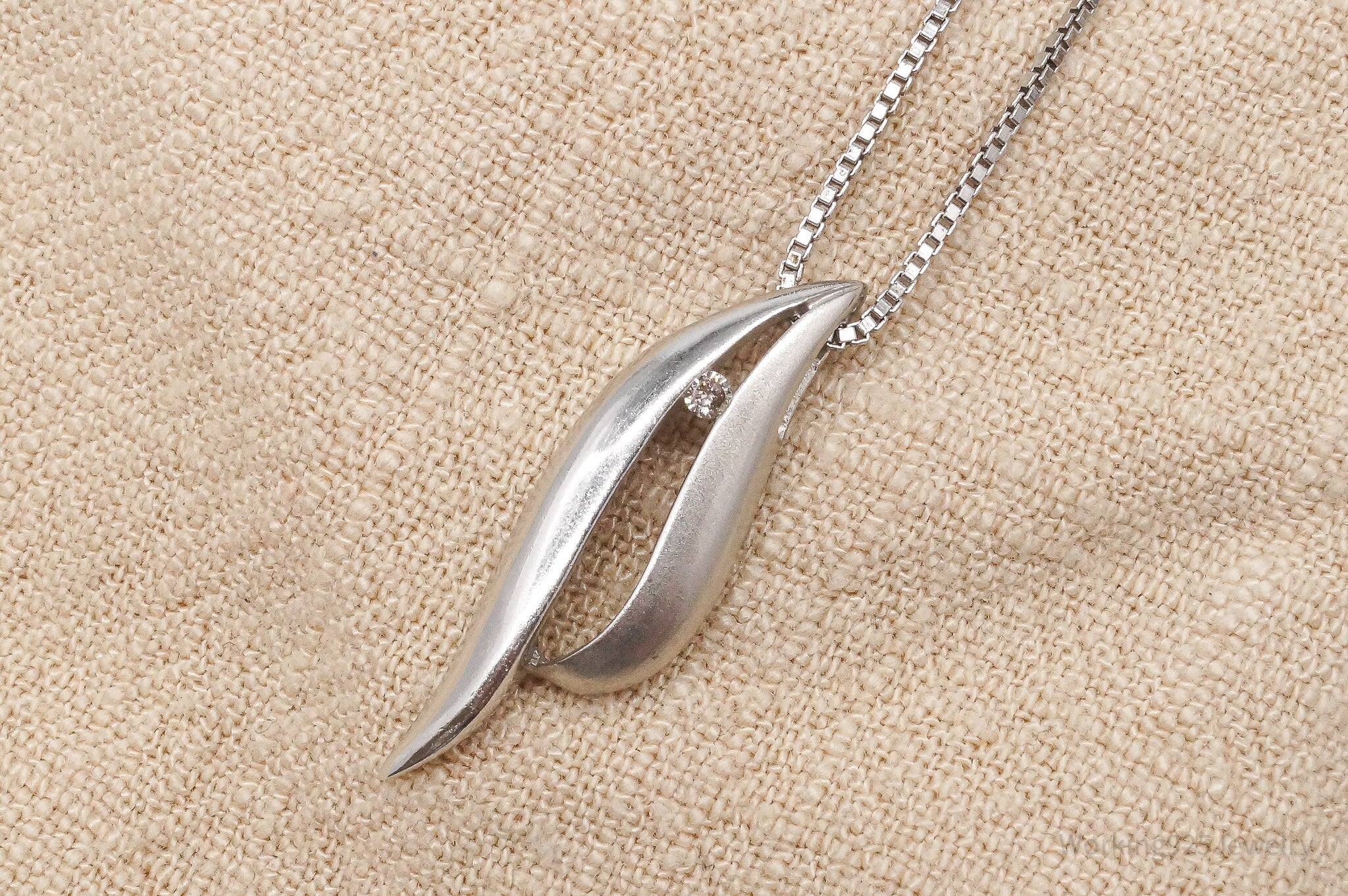 Vintage Diamond Sterling Silver Necklace 18"