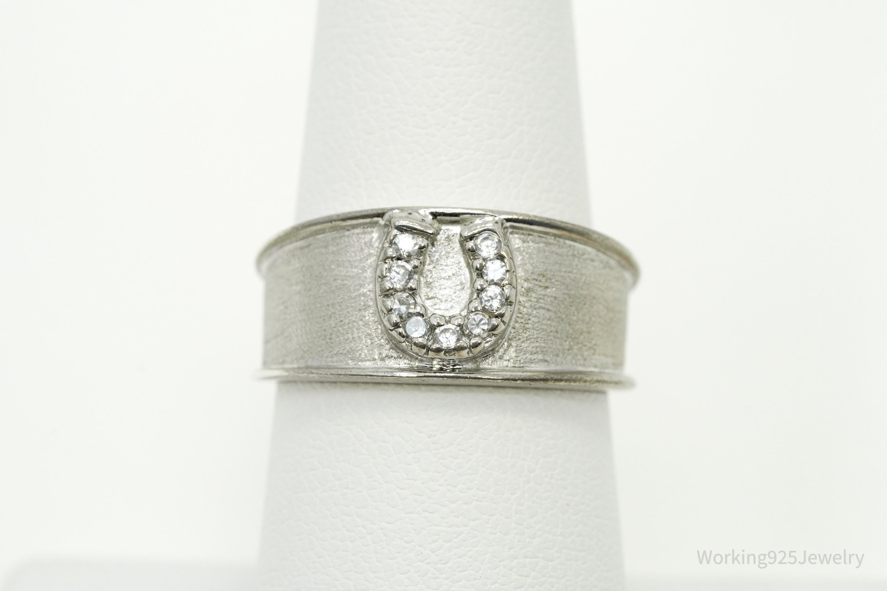 Kelly Herd Cubic Zirconia Horseshoe Sterling Silver Ring - Size 7.25