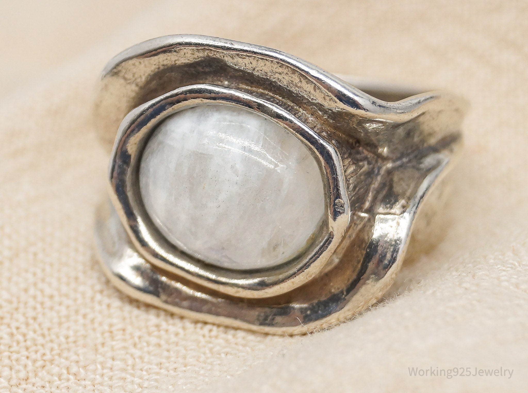 Vintage Shablool Didae Israel Moonstone Sterling Silver Ring - Size 9