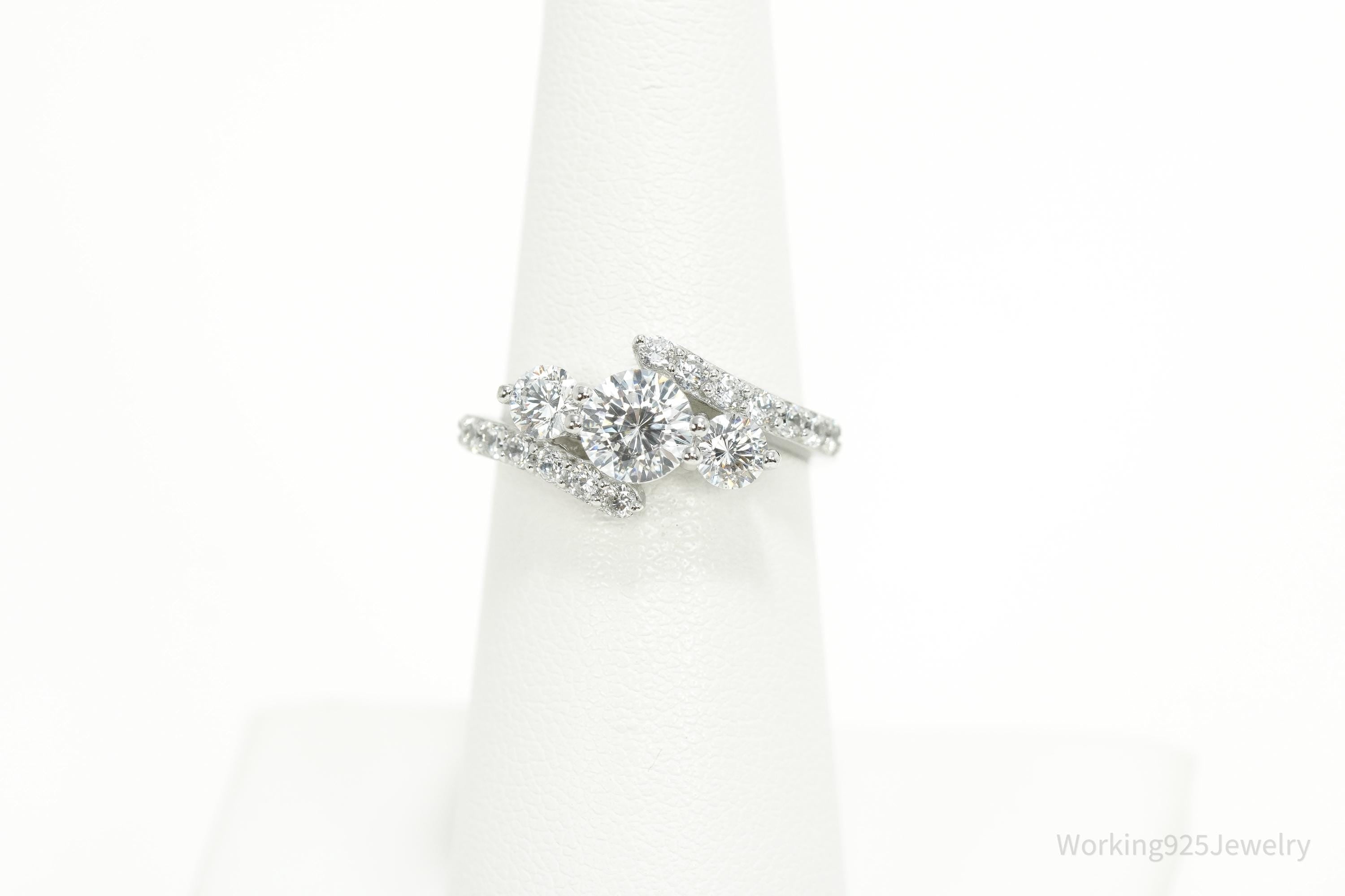 Vintage JCM Cubic Zirconia Sterling Silver Ring - Size 6