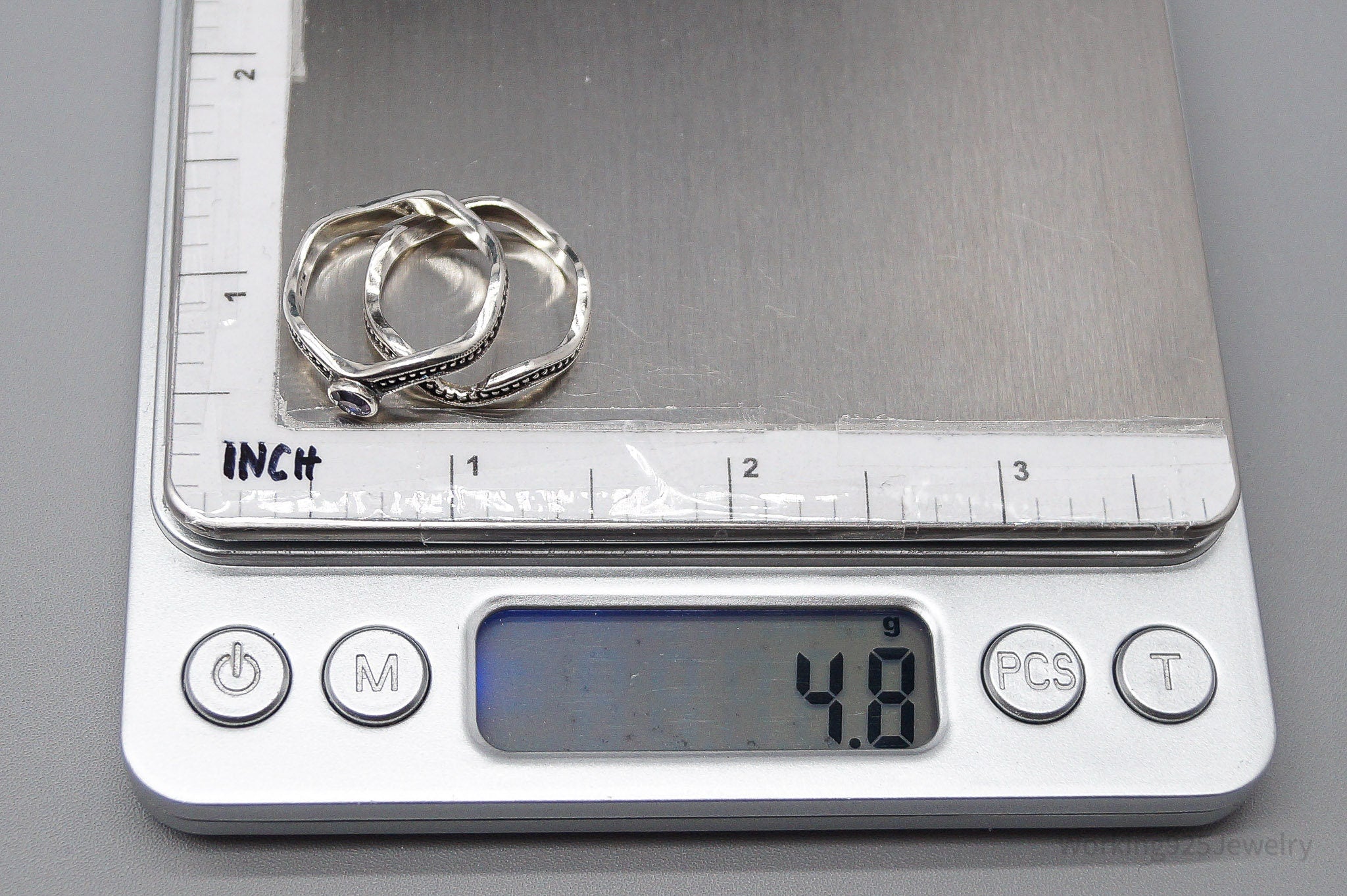 Vintage Boma Amethyst Sterling Silver Stacker Ring Set - Size 7.75