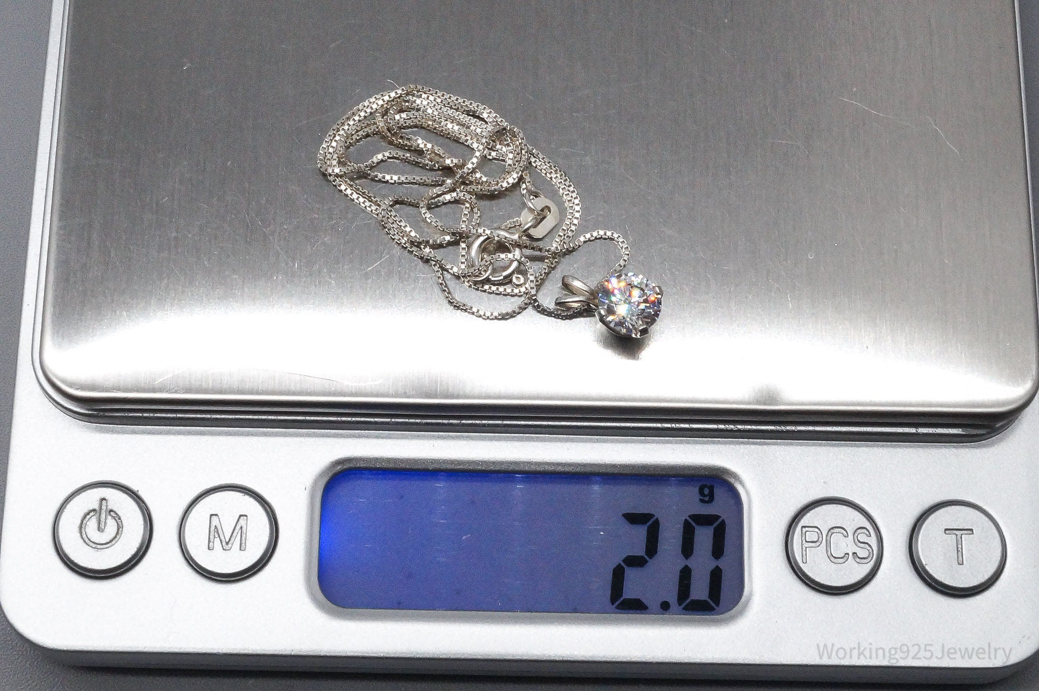 Vintage Cubic Zirconia Sterling Silver Necklace 18"