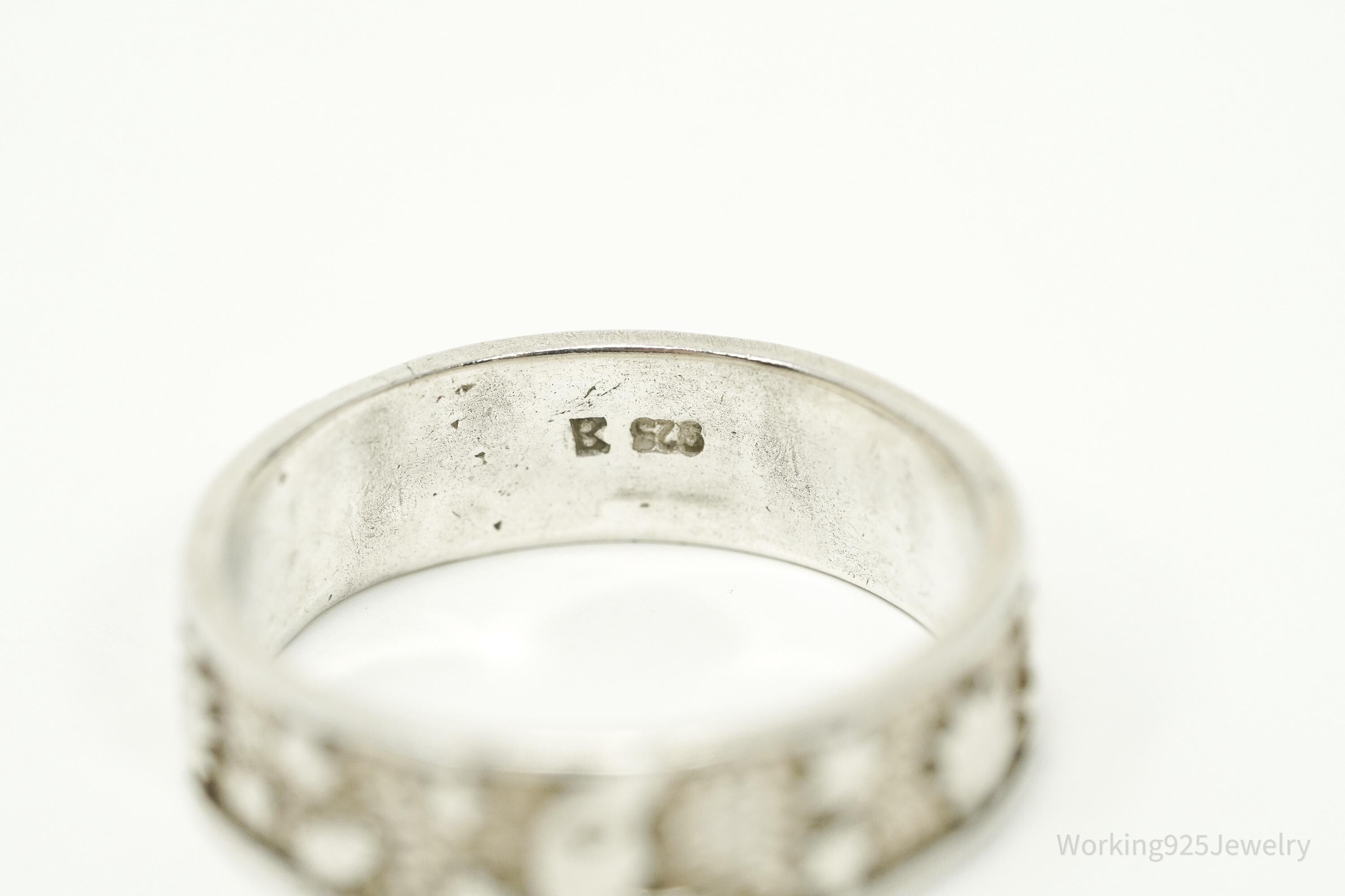 Vintage Space Galaxy Sterling Silver Band Ring - Size 10.25