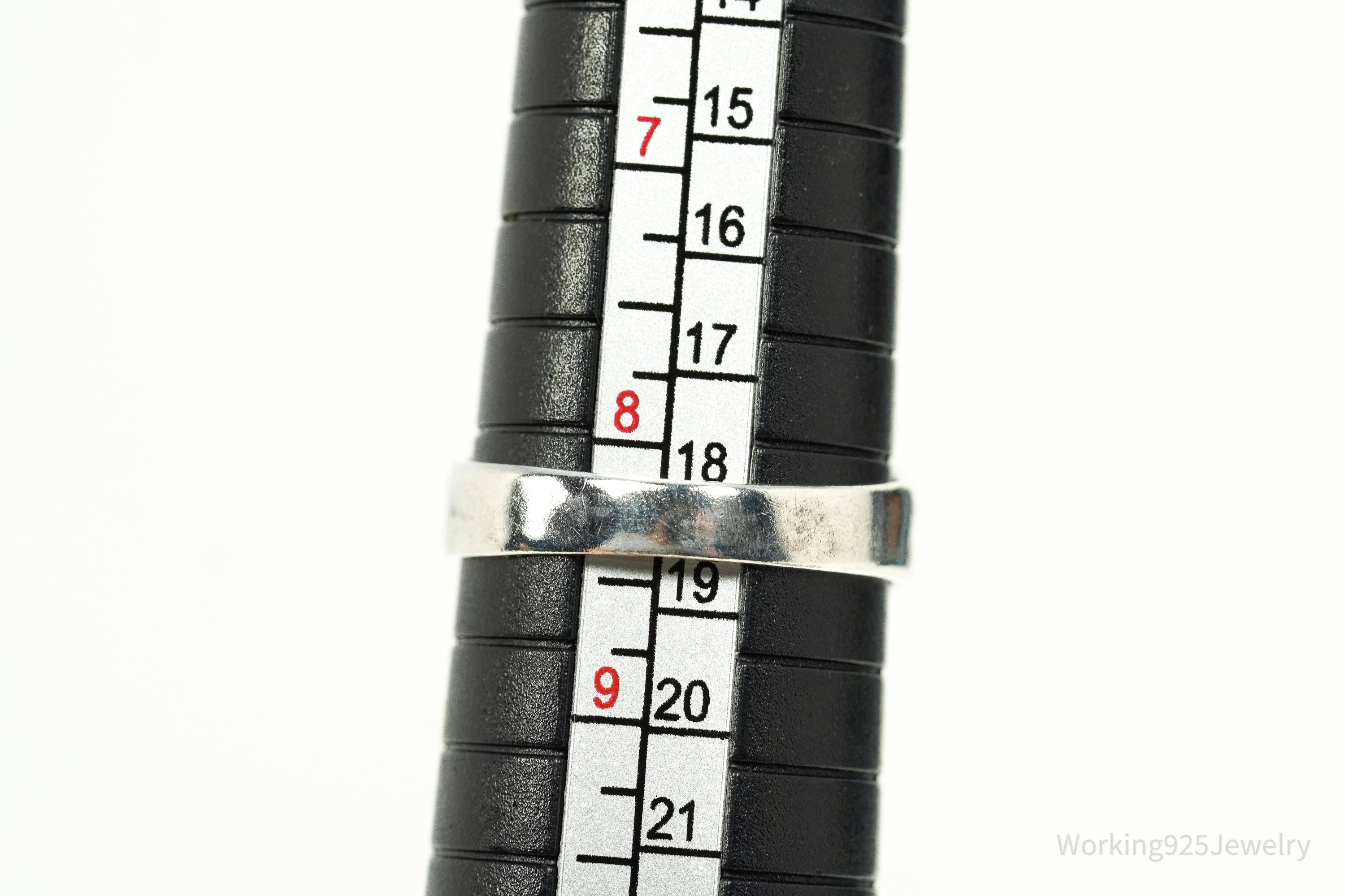 Vintage Agate Sterling Silver Ring - Size 8.25