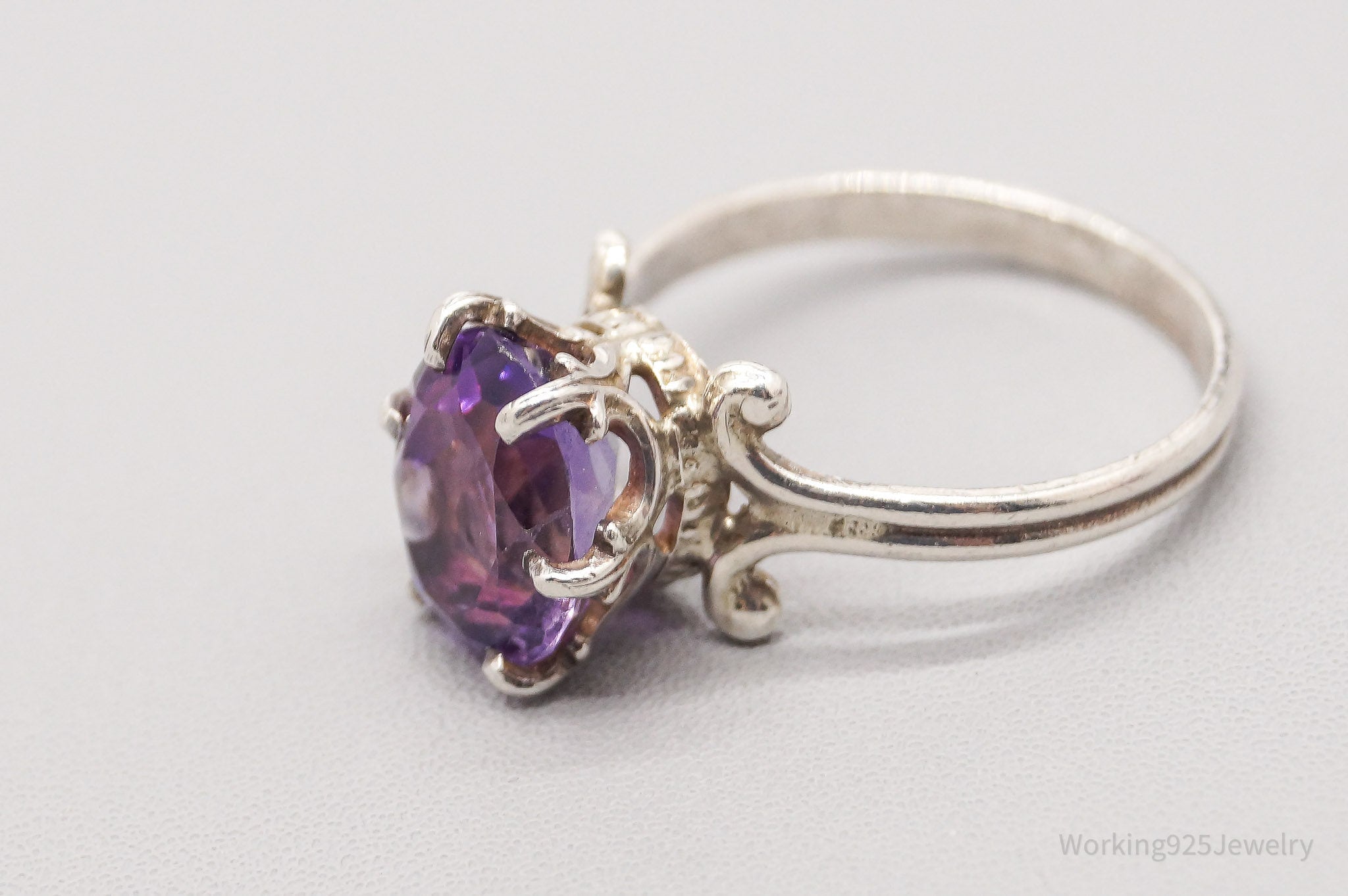 Antique Amethyst Silver Ring - Size 5.25