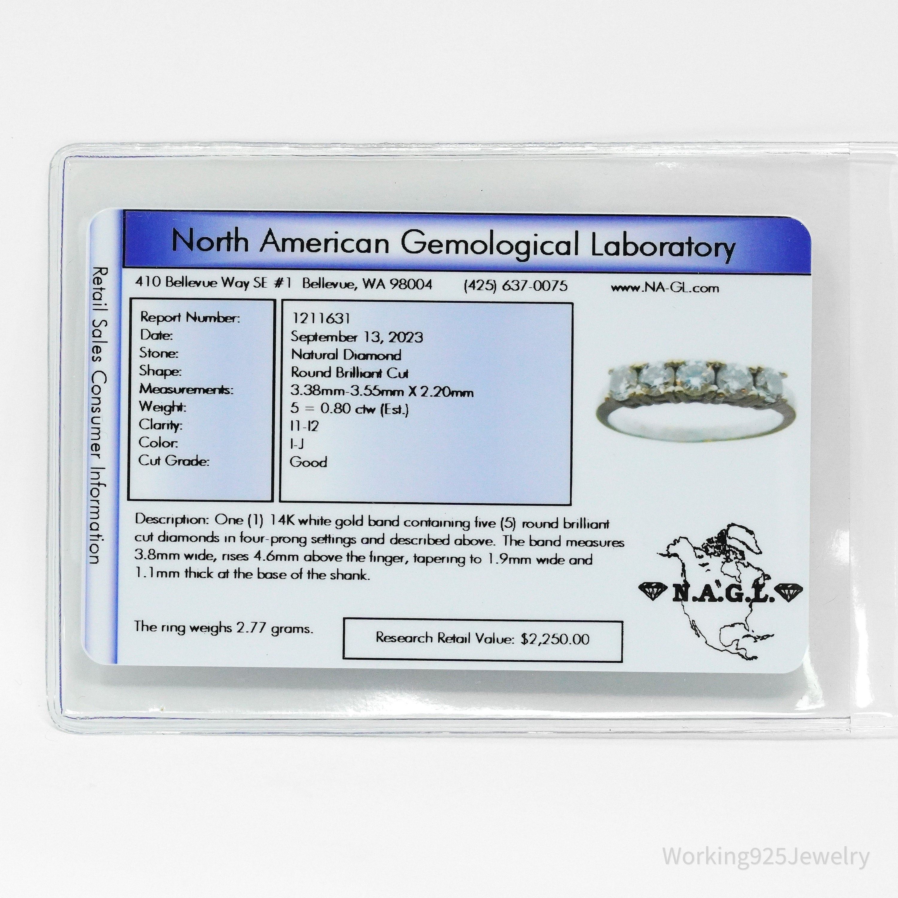 14K White Gold & Diamond Ring - Size 7