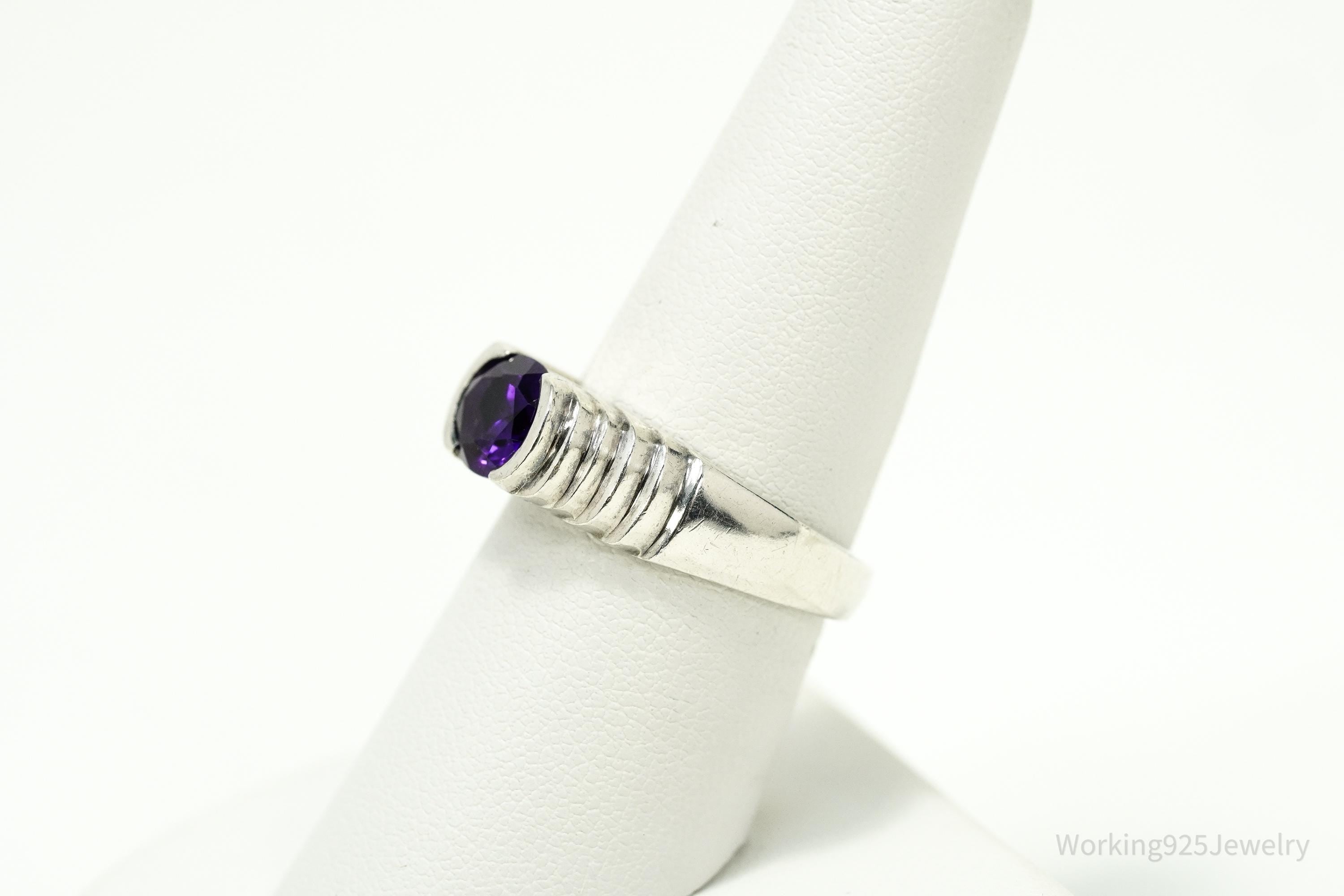 Vintage Purple Amethyst Sterling Silver Ring - Size 7.75