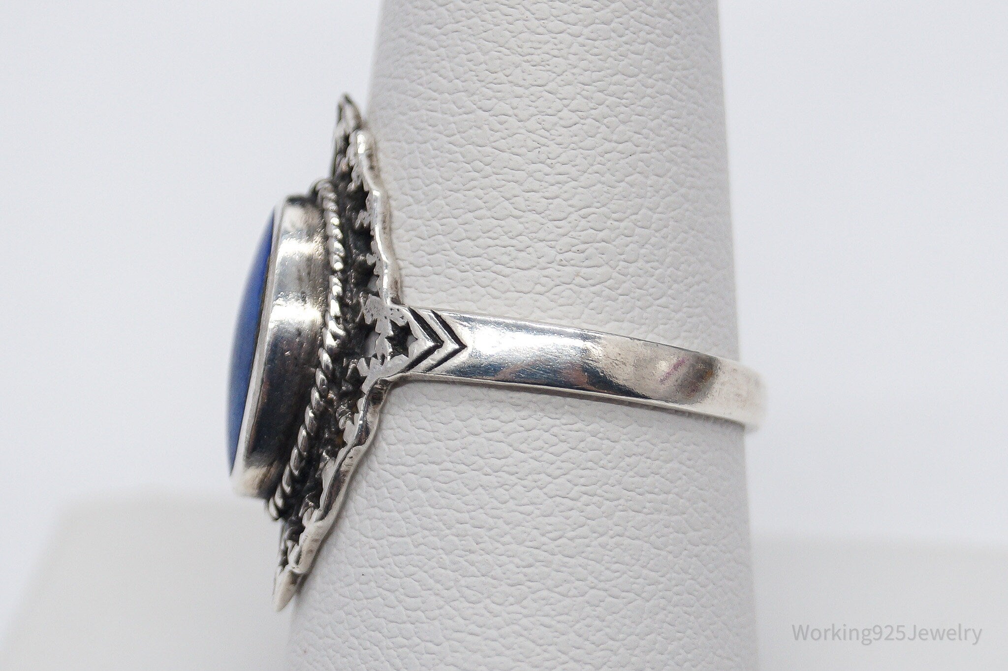 Vintage Lapis Lazuli Sterling Silver Ring - Size 8.5