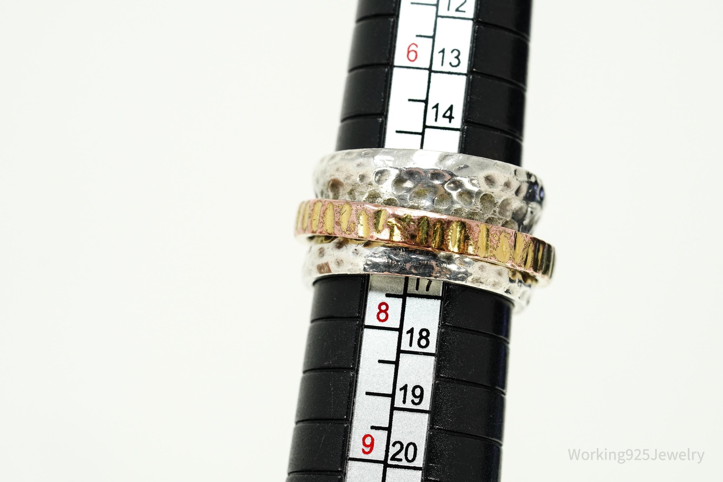 Vintage Silpada Retired 14K Gold Plated Sterling Silver Spinner Ring Size 7.5