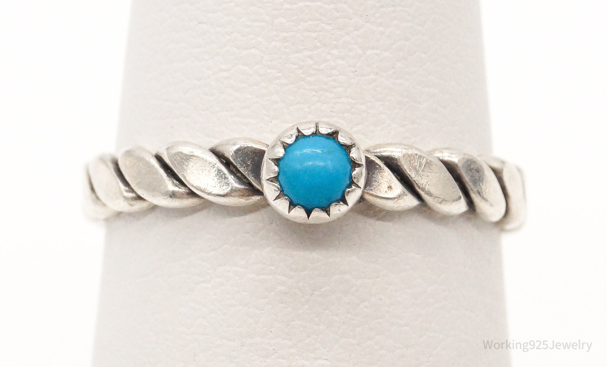 Vintage Turquoise Southwestern Sterling Silver Ring - Size 4.5