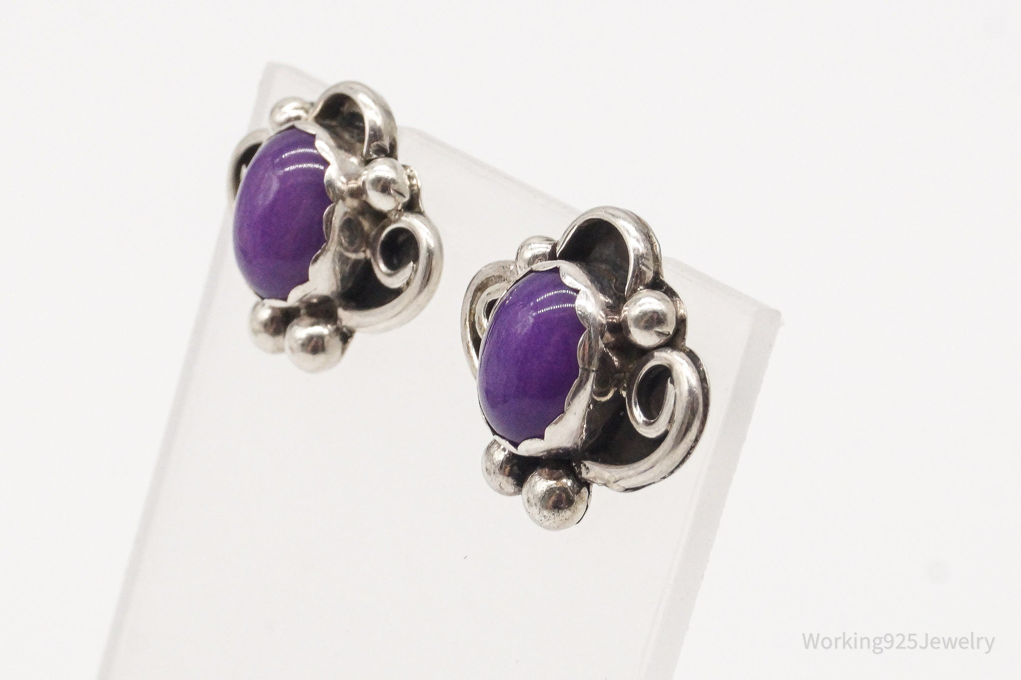 Vintage Native American Sugilite Sterling Silver Earrings