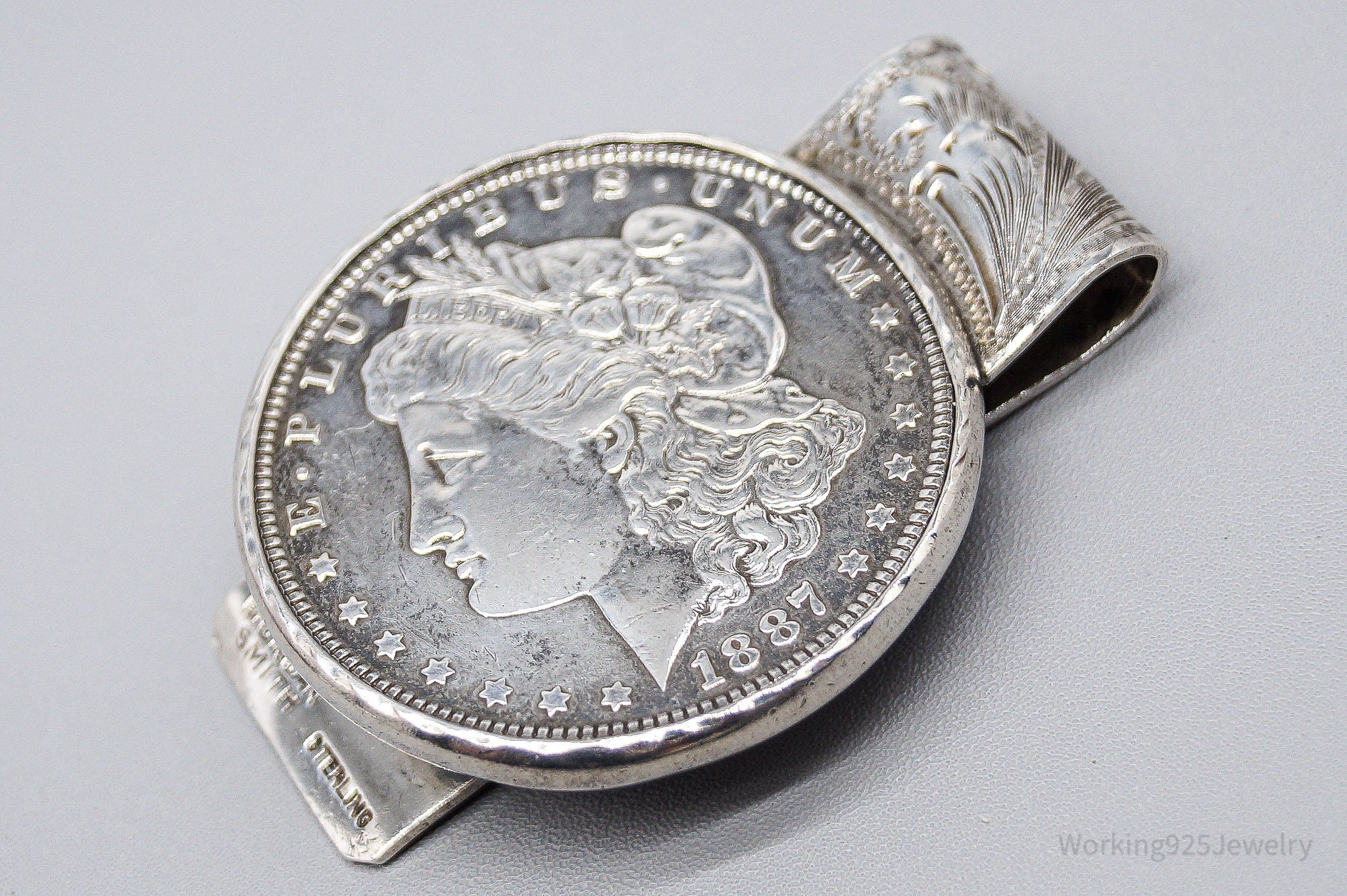 Antique 1887 Morgan Silver Dollar Coin Morgan Smith Navajo Sterling Silver Money Clip