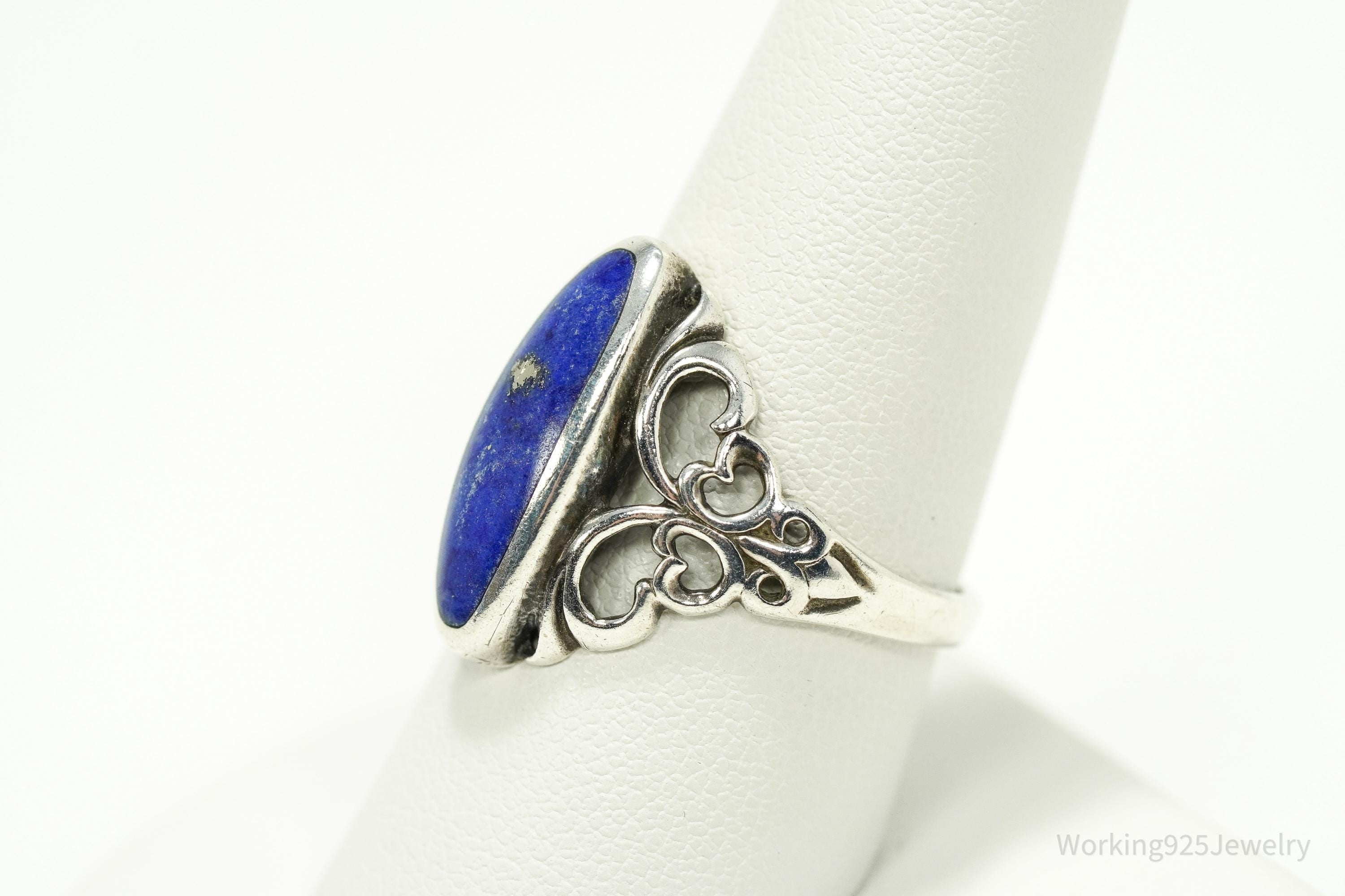 Vintage Designer Kabana Lapis Lazuli Sterling Silver Ring - Size 9