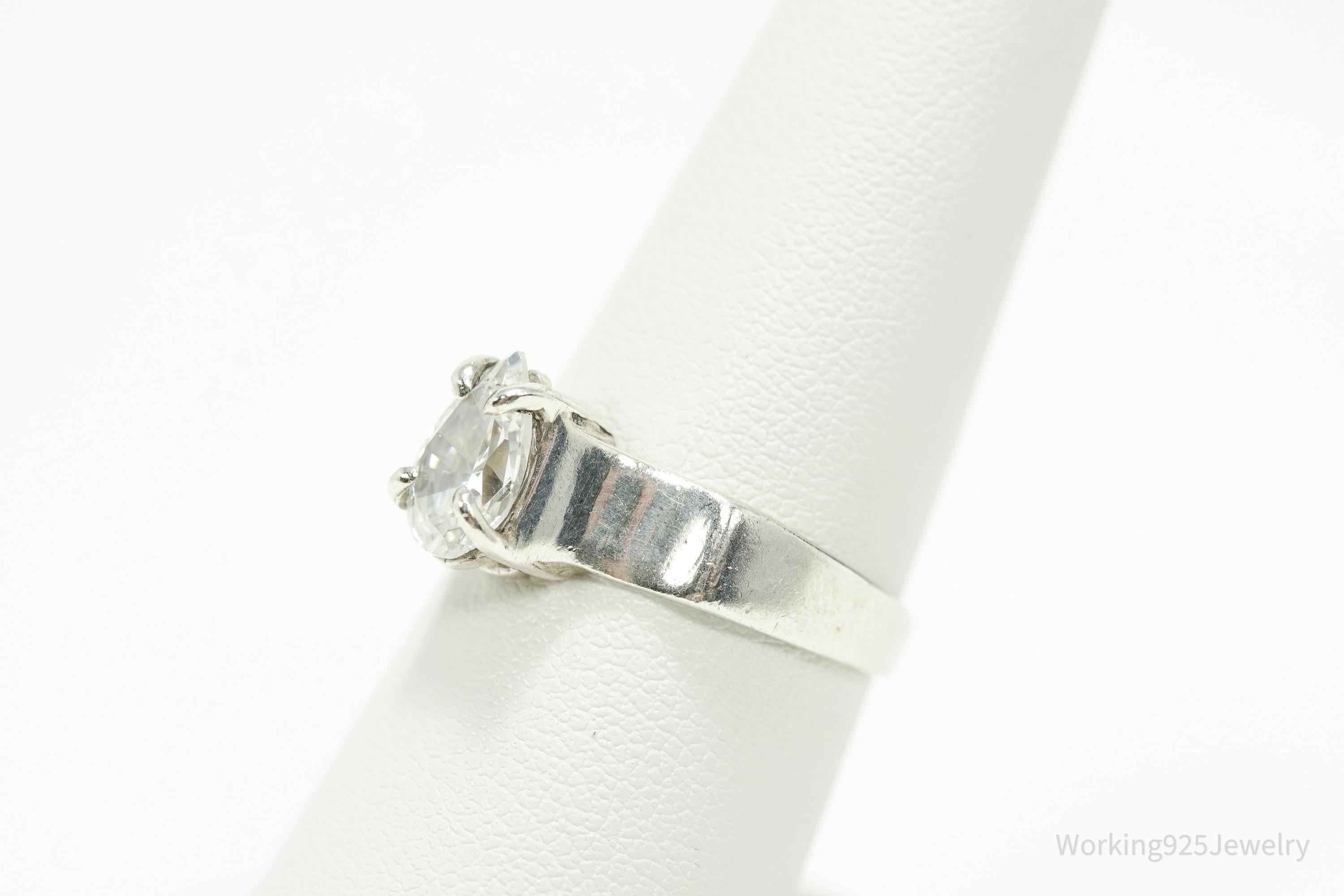 Vintage Cubic Zirconia Sterling Silver Ring - Size 7