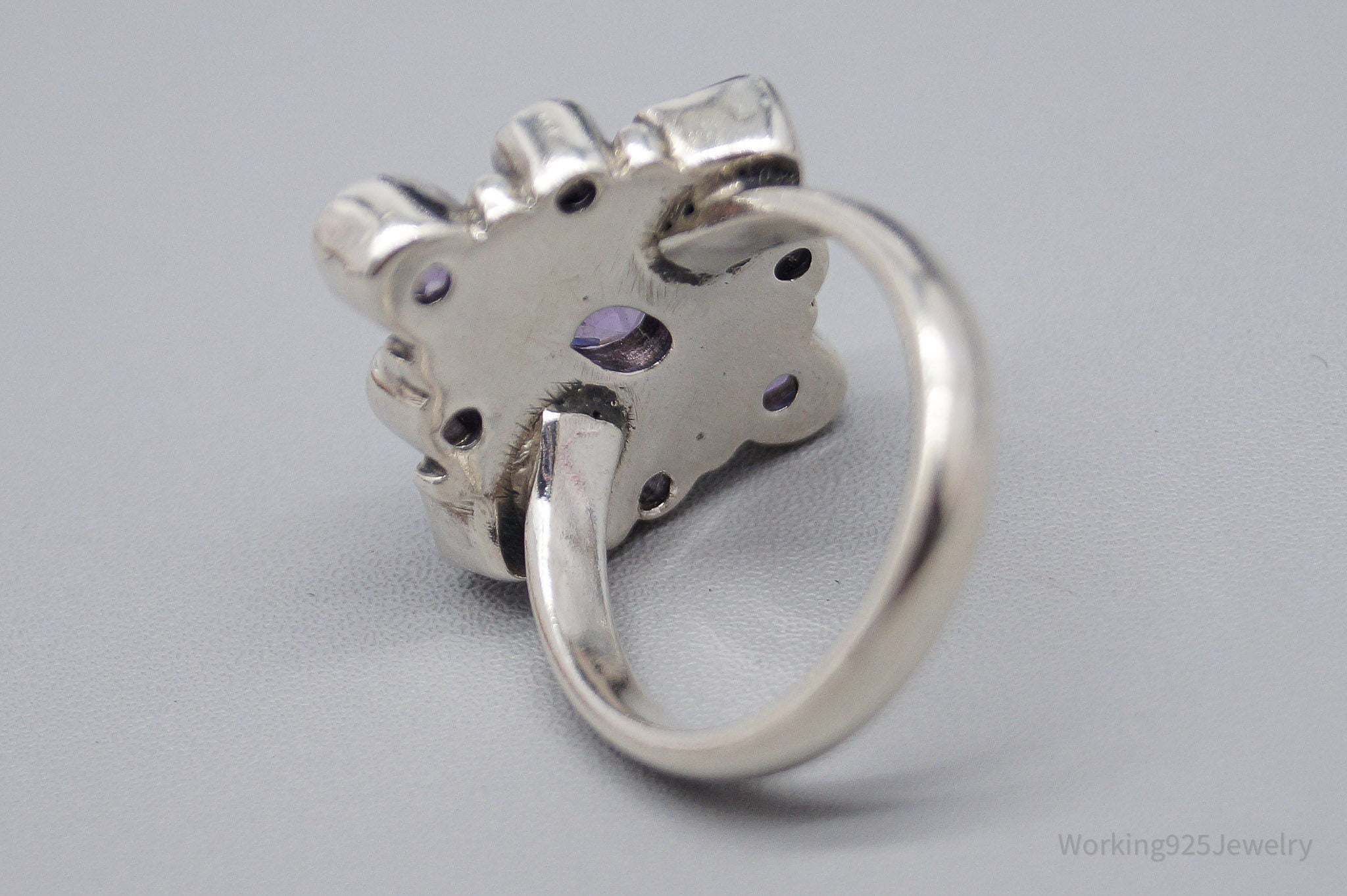 Vintage Amethyst Sterling Silver Ring - Size 6.75