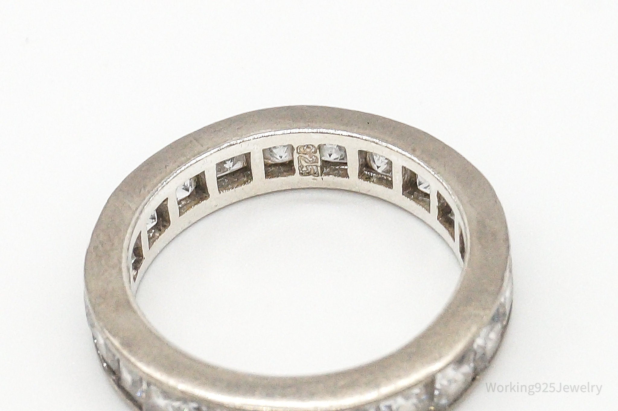 Vintage Eternity Band Cubic Zirconia Sterling Silver Ring - Size 6