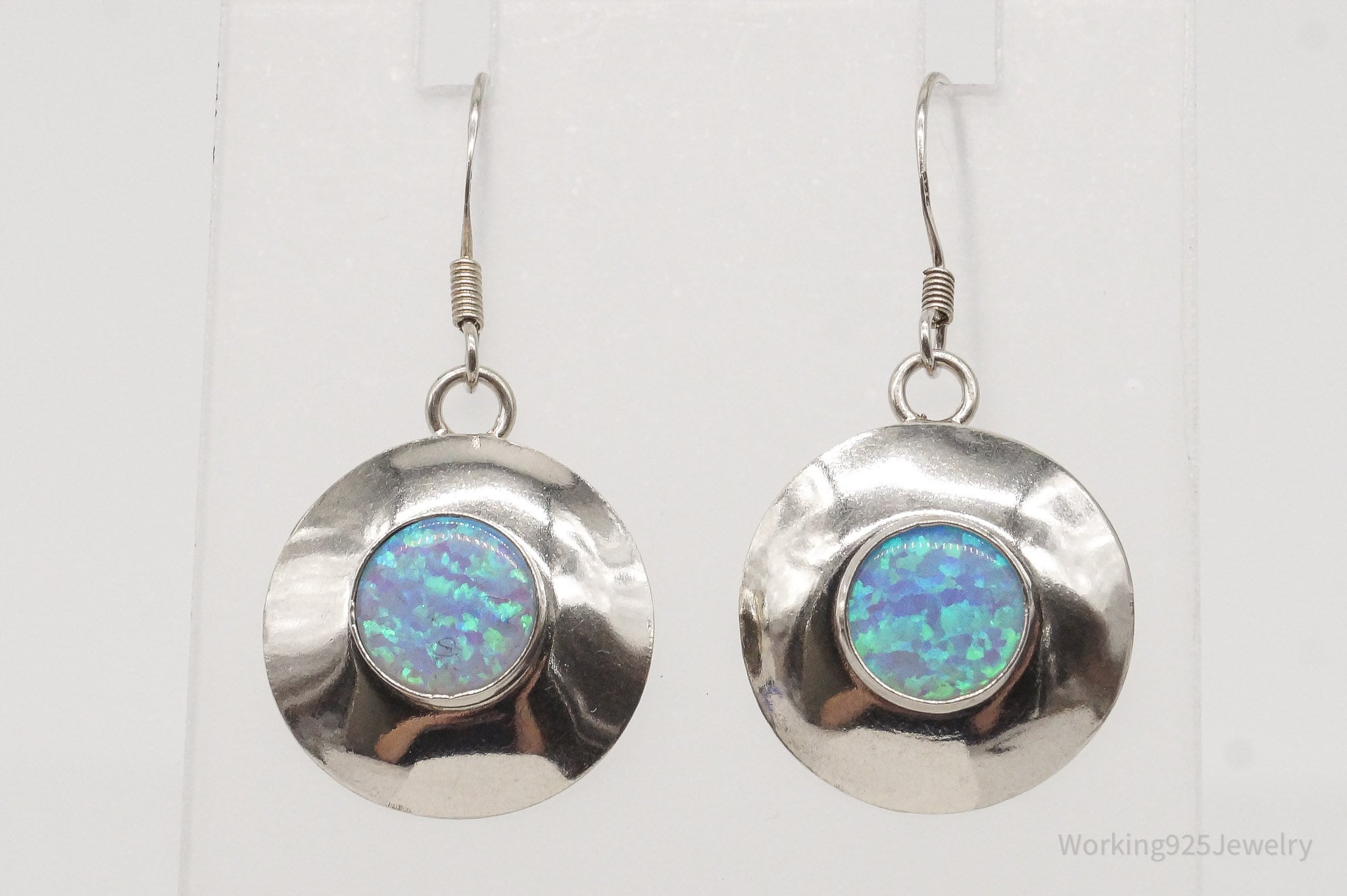 Vintage Blue Opal Sterling Silver Earrings