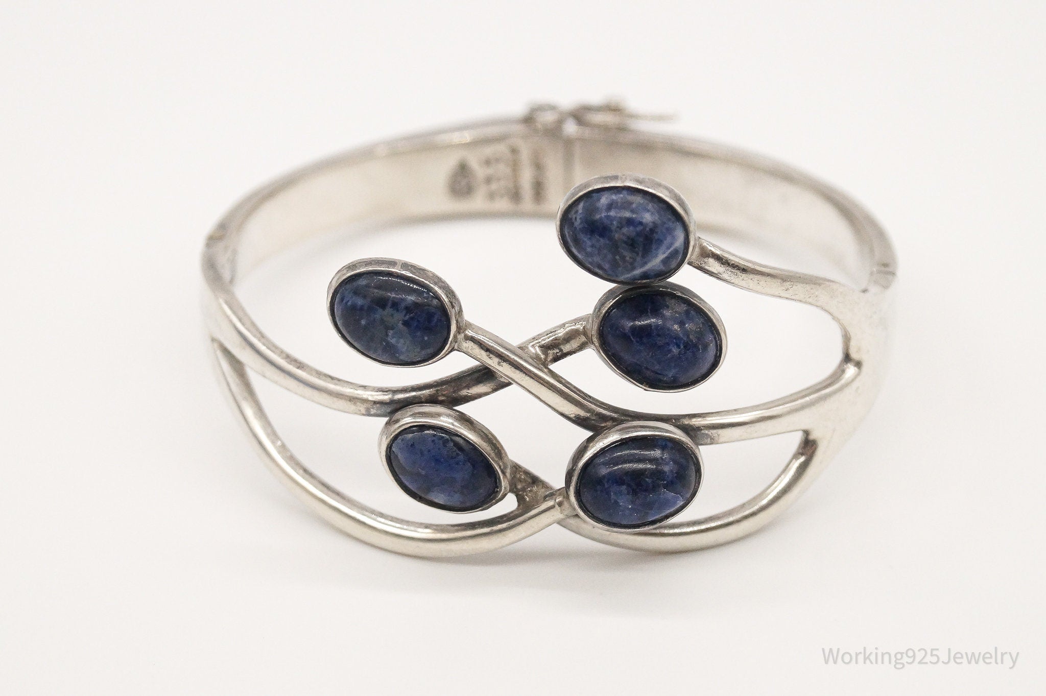 Vintage Mexico Modernist JGL Sodalite Sterling Silver Bracelet