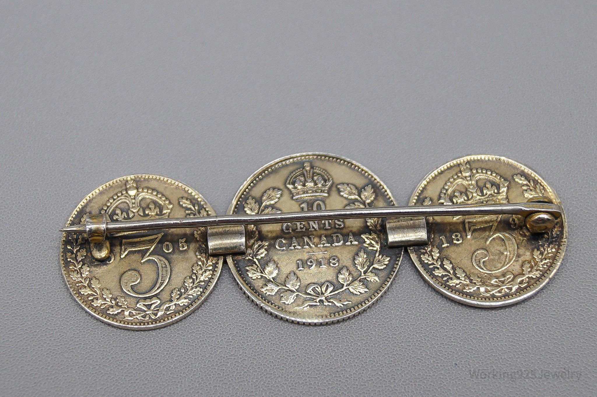 Antique Coins Silver Brooch Pin