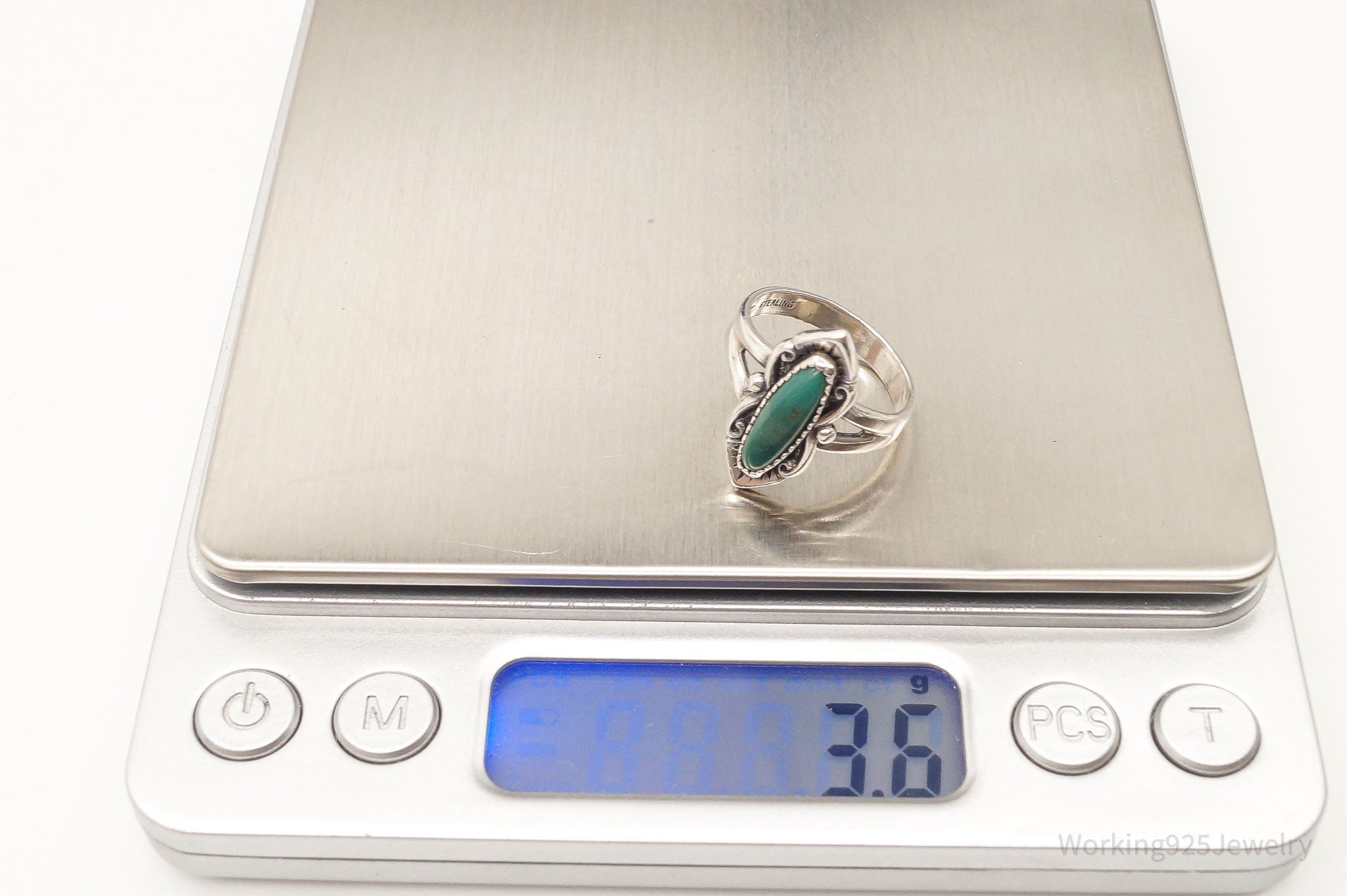 Vintage Native Bell Trading Post Turquoise Sterling Silver Ring - Size 6.5