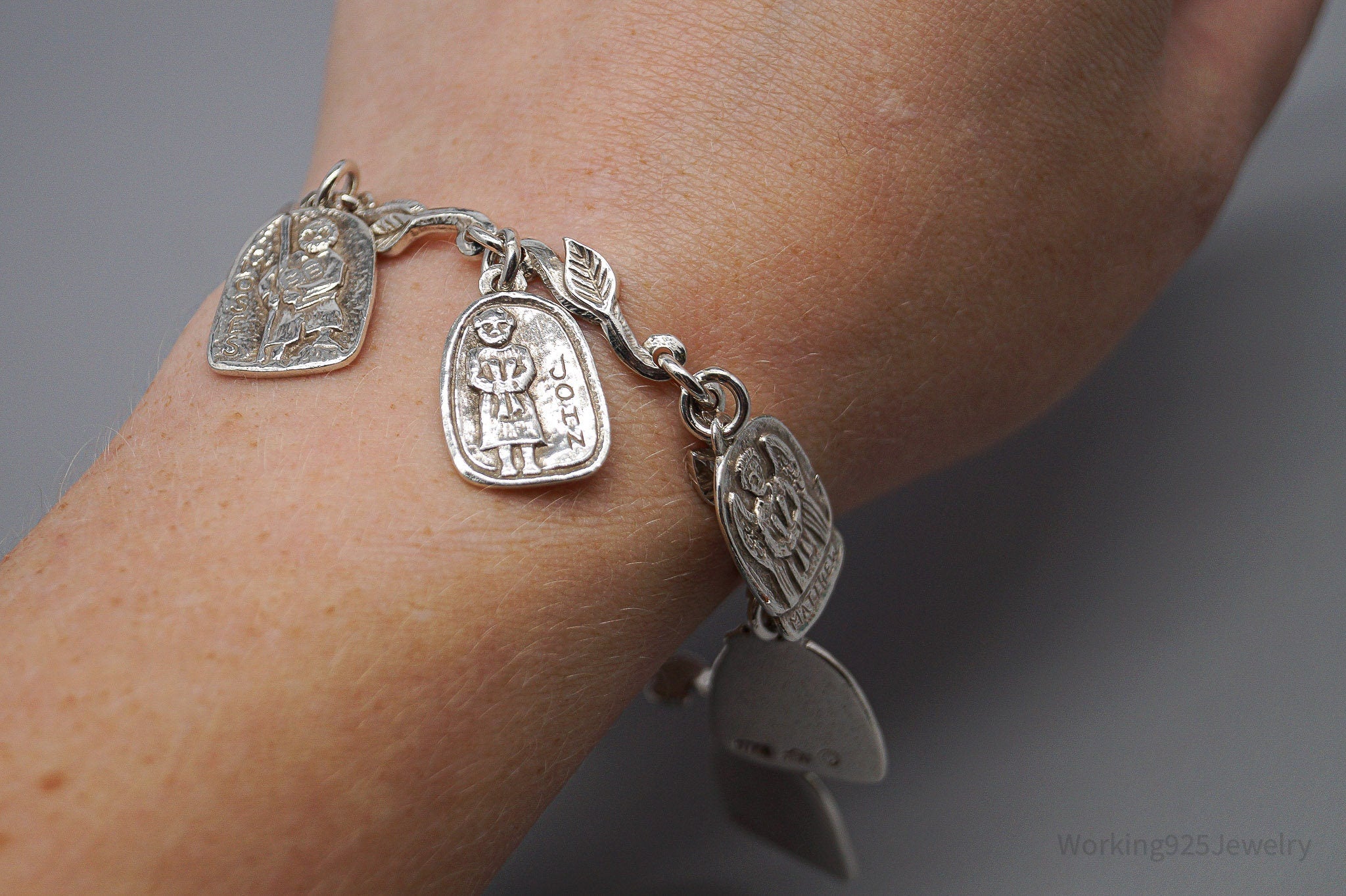 Jeep Collins Bible Study Charms Vines Sterling Silver Bracelet - 6 7/8"