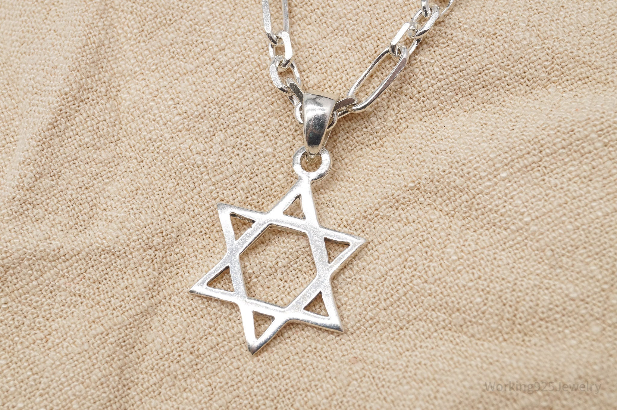 Vintage Star Of David Sterling Silver Necklace 18"