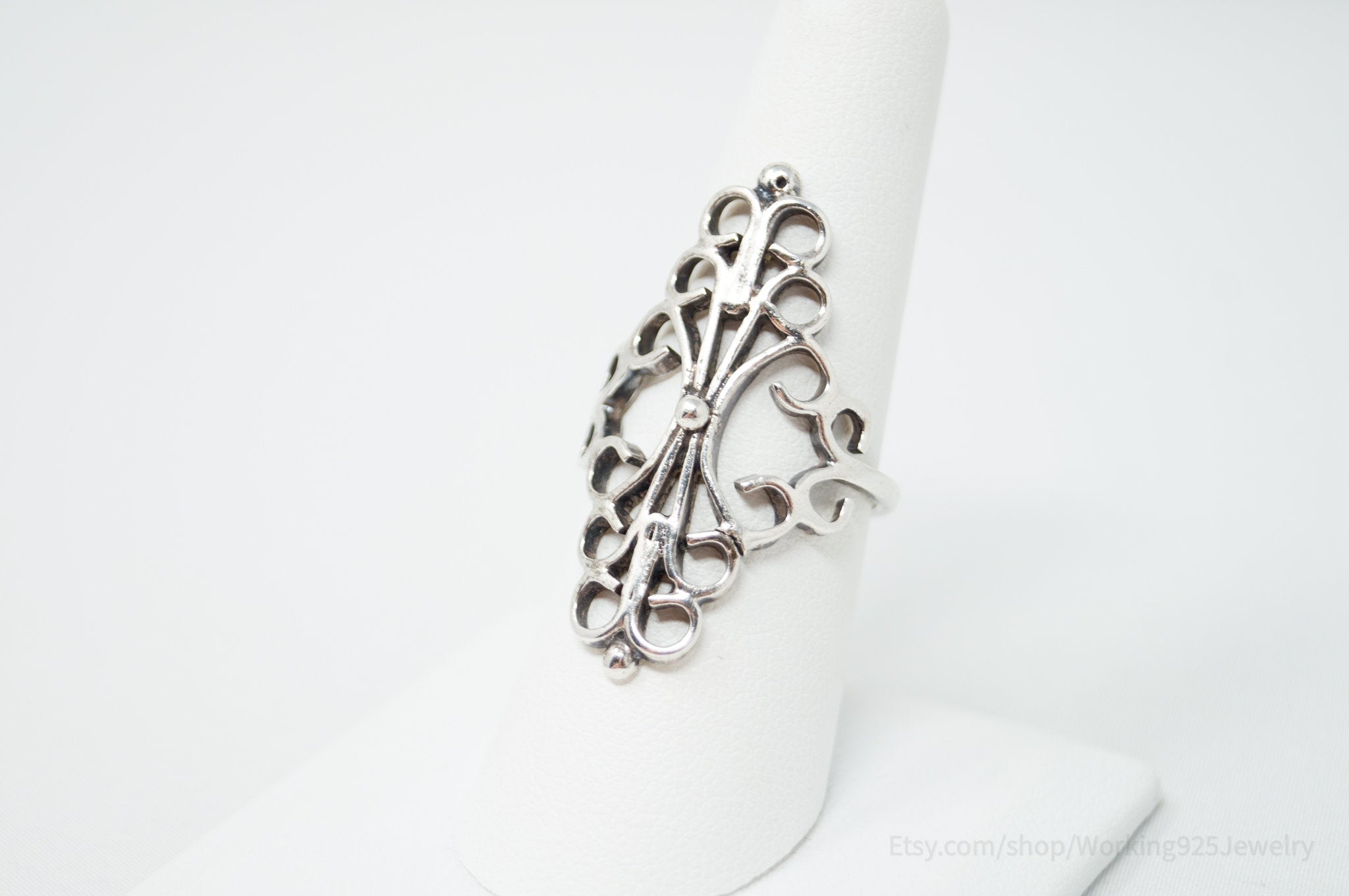 Vintage Mexico Abstract Filigree Swirl Sterling Silver Ring - Size 7.25